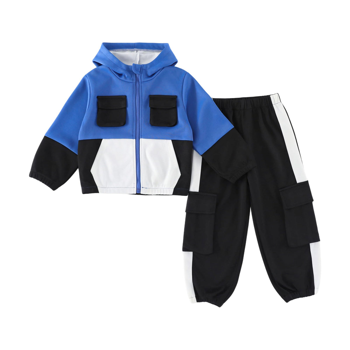 Boys 2 Piece Cargo Hoodie Set Athletic Tracksuit Sweatsuit 3 - SCBEBE Official Imagery - 1