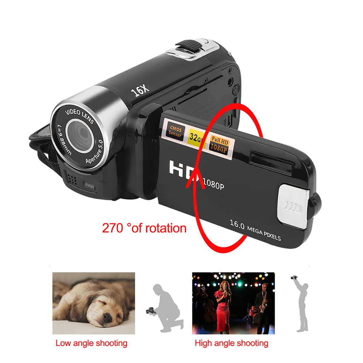 ASHATA Protable Video Camera Camcorder 16MP 16X Digital Zoom - ASHATA Official Imagery - 5
