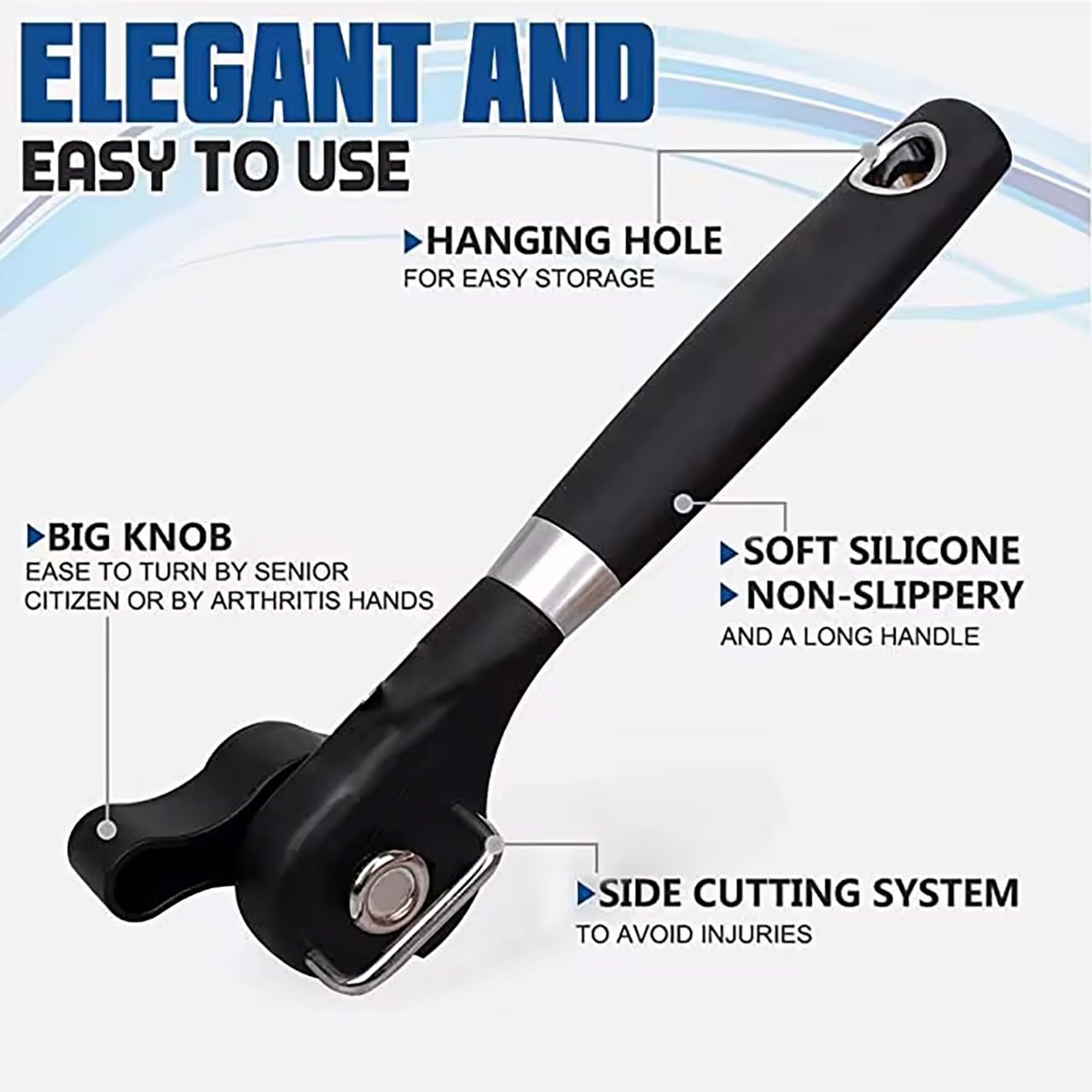 Can Opener Safe Cut, Smooth Edge Handheld Can and Bottle Opener, Porta - View 4