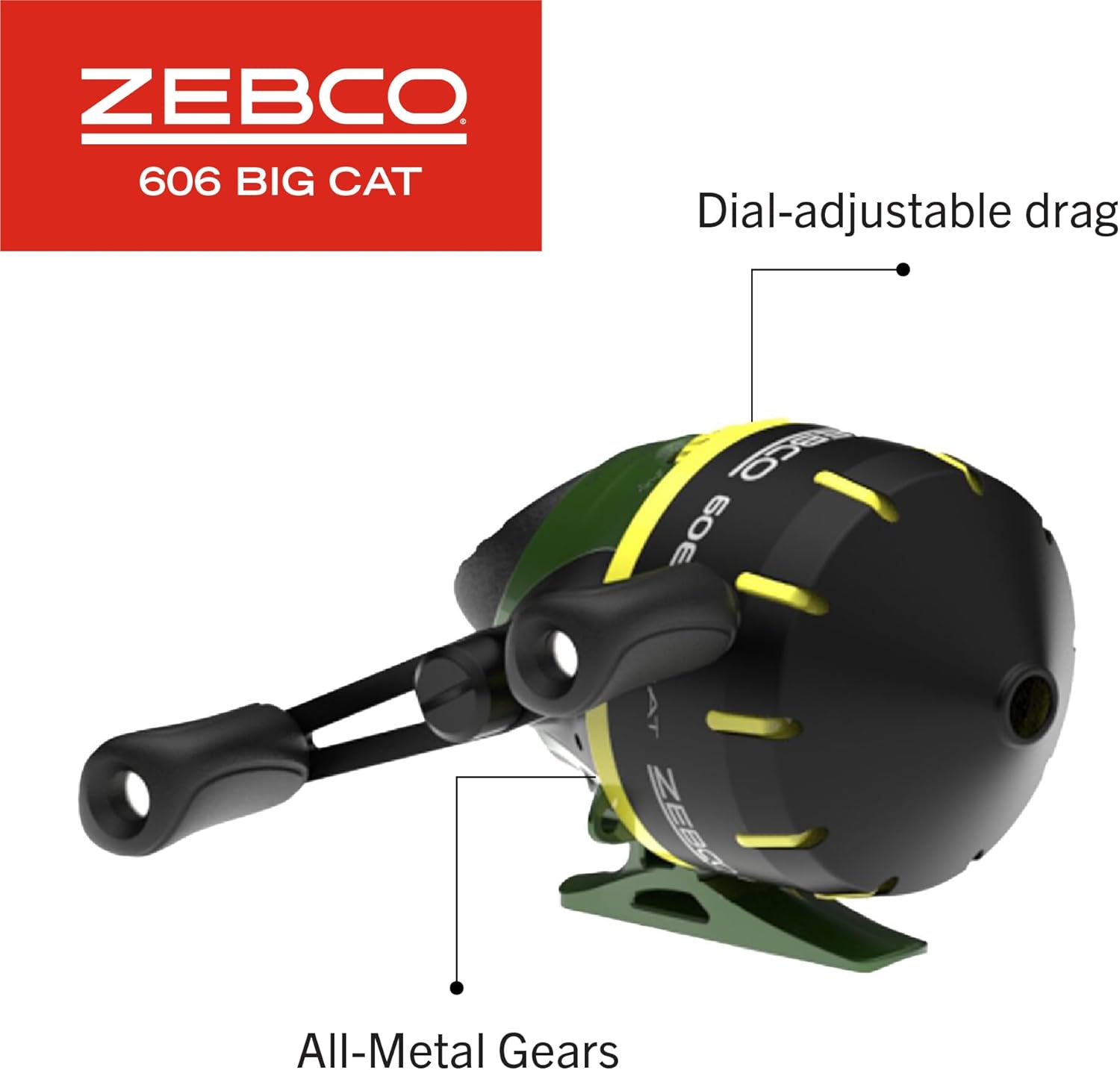 Zebco 606 Big Cat spincast reel and 7-foot telescopic fishing rod combo, two-piece design for freshwater fishing.