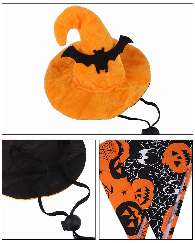 Dog Witch Hat for Halloween - Adjustable Bat Costume for Small - Product Imagery