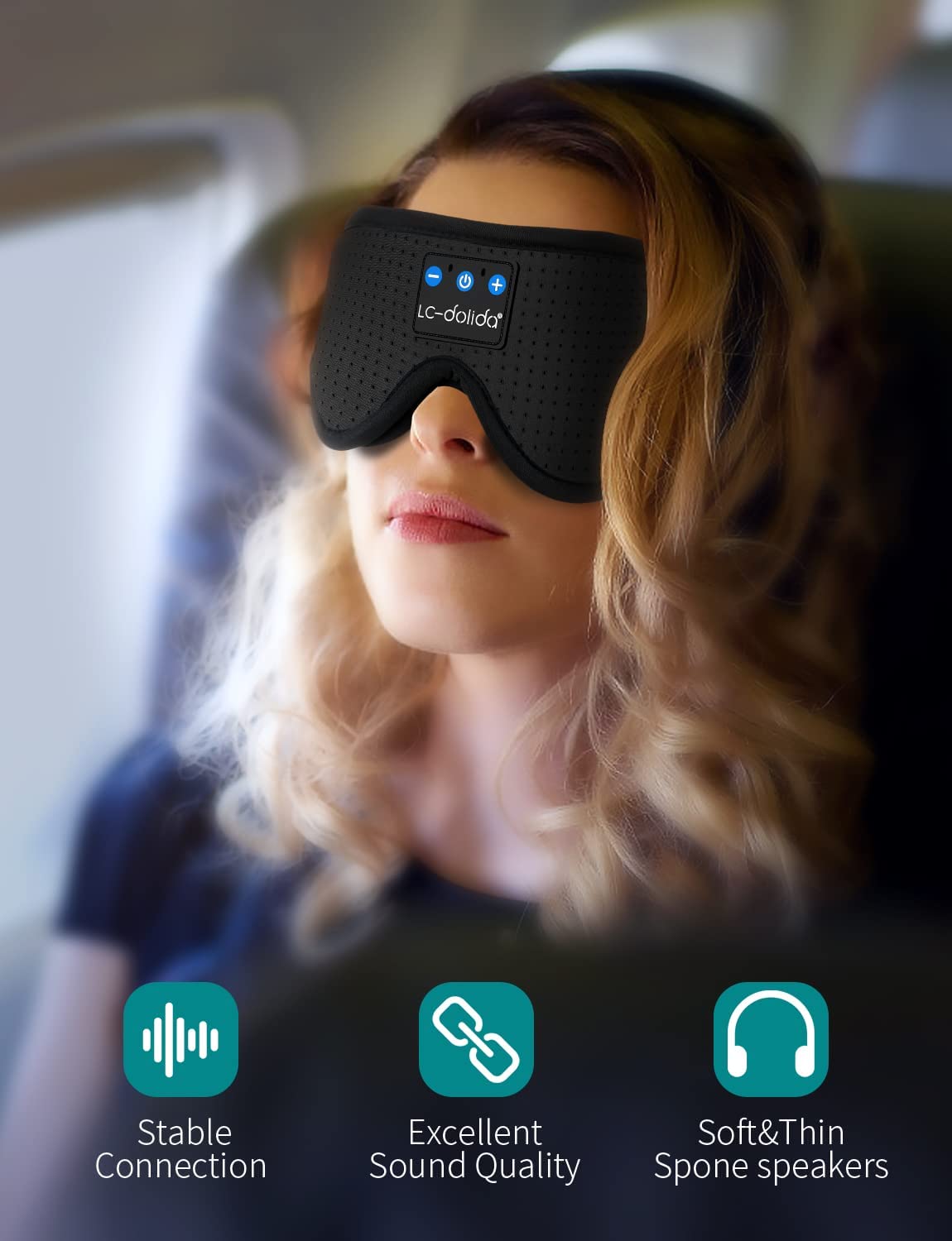 LC-dolida Sleep Mask with Bluetooth Headphones,Sleep Headphones B - LC-dolida Official Product View 6