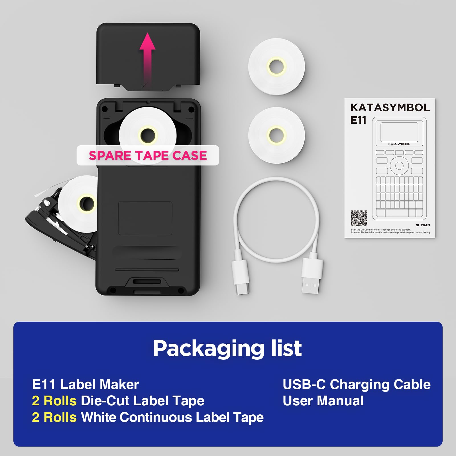 SUPVAN E11 Keyboard & Bluetooth Label Maker Machine with 4 Tapes - SUPVAN Official Product View 9