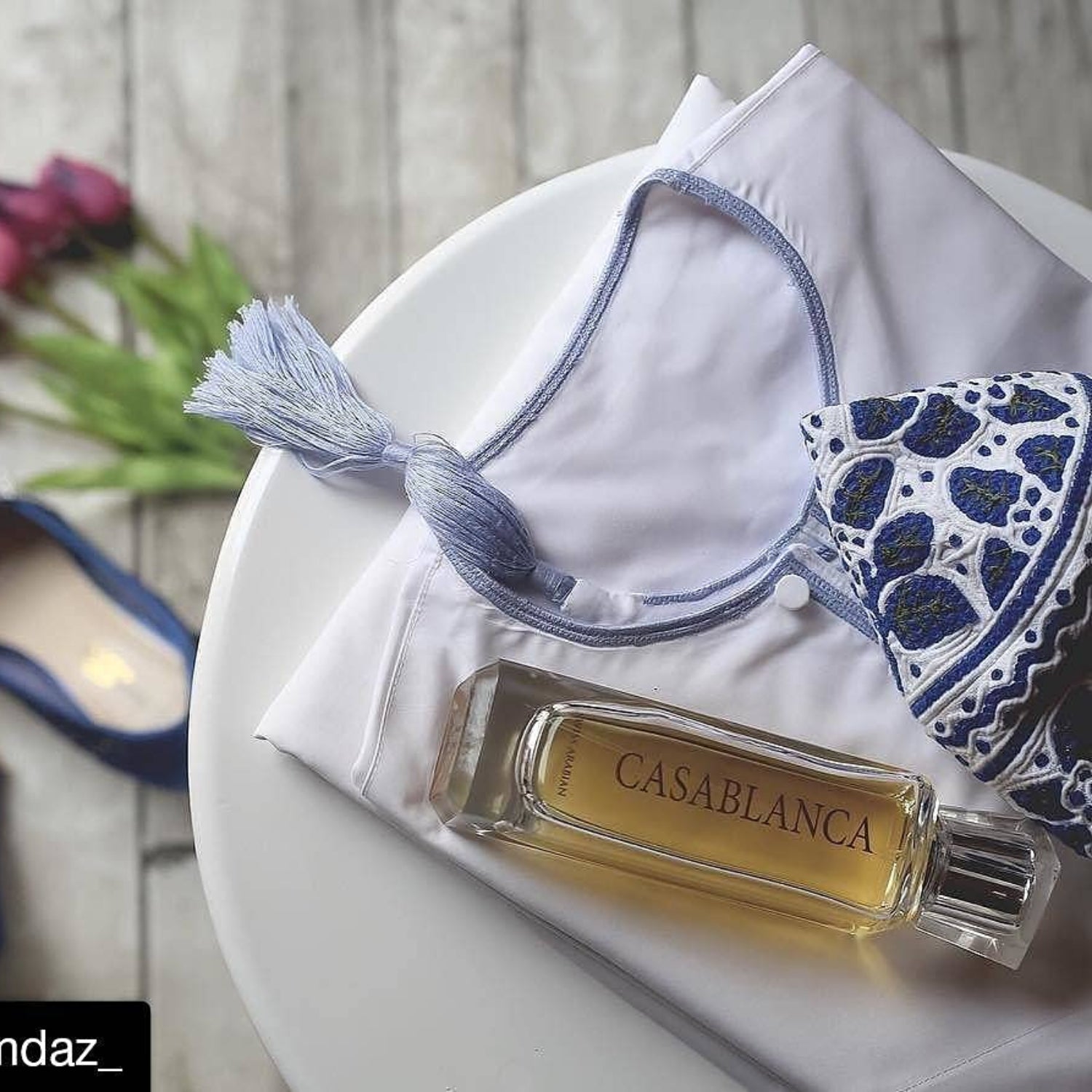 Swiss Arabian Casablanca perfume bottle with elegant gold and black design, showcasing a luxury fragrance from Dubai.