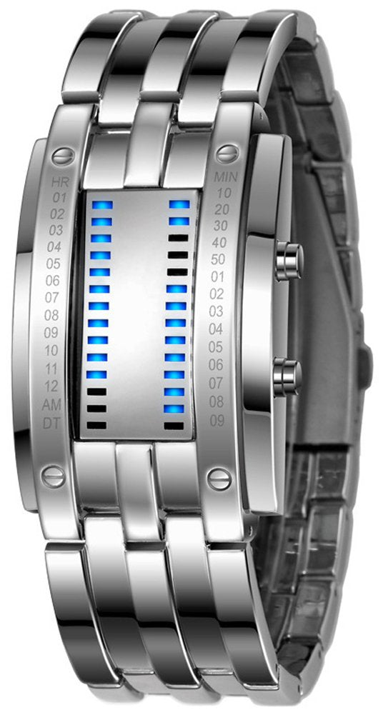 FANMIS Creative Mens Binary Matrix Blue LED Digital Watch Black Plated LED - FANMIS Official Product View 8