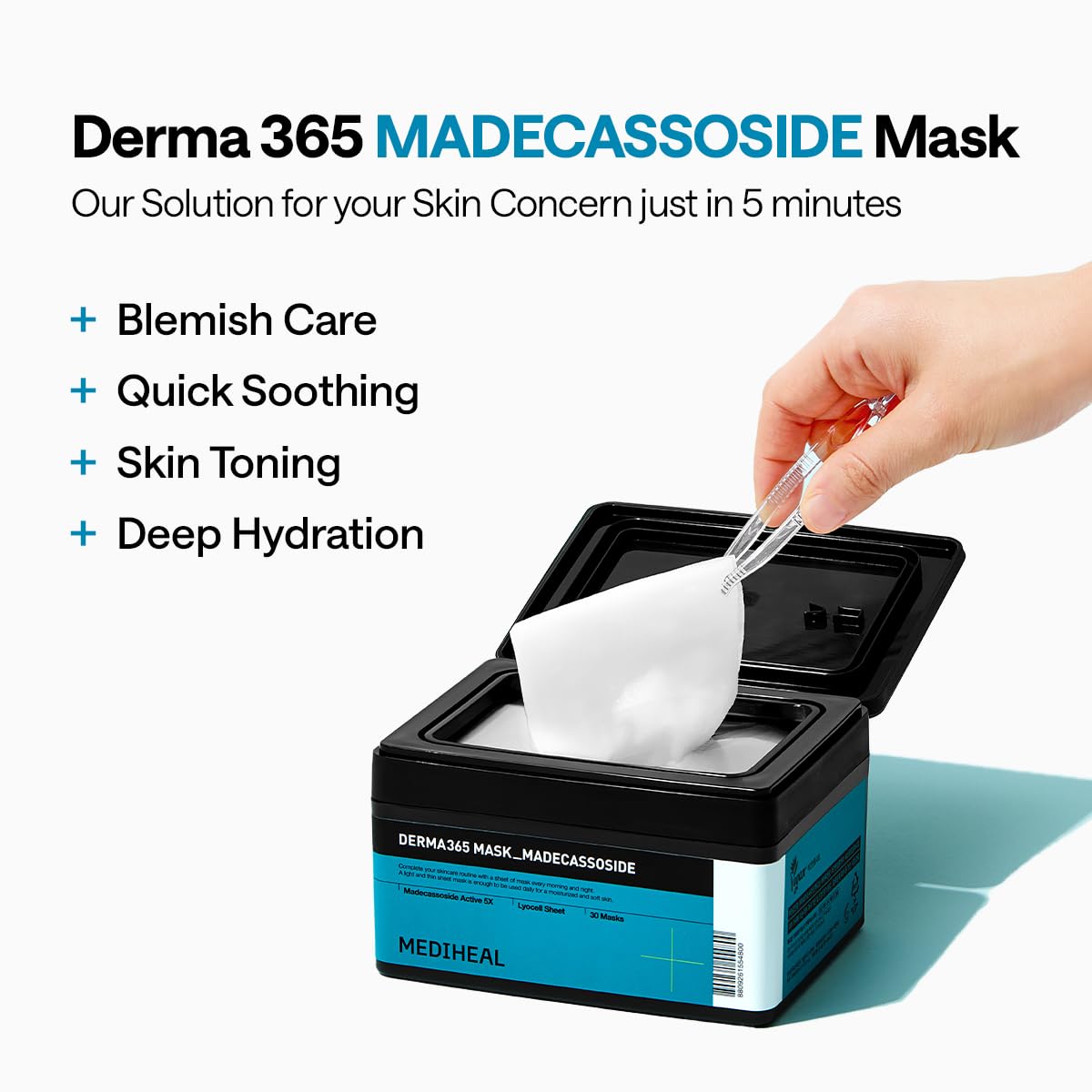 MEDIHEAL Madecassoside Derma 365 Daily Face Mask (30 EA) for - MEDIHEAL