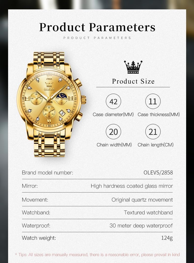 OLEVS men's diamond business dress watch with analog quartz movement, stainless steel band, waterproof design, and elegant style.