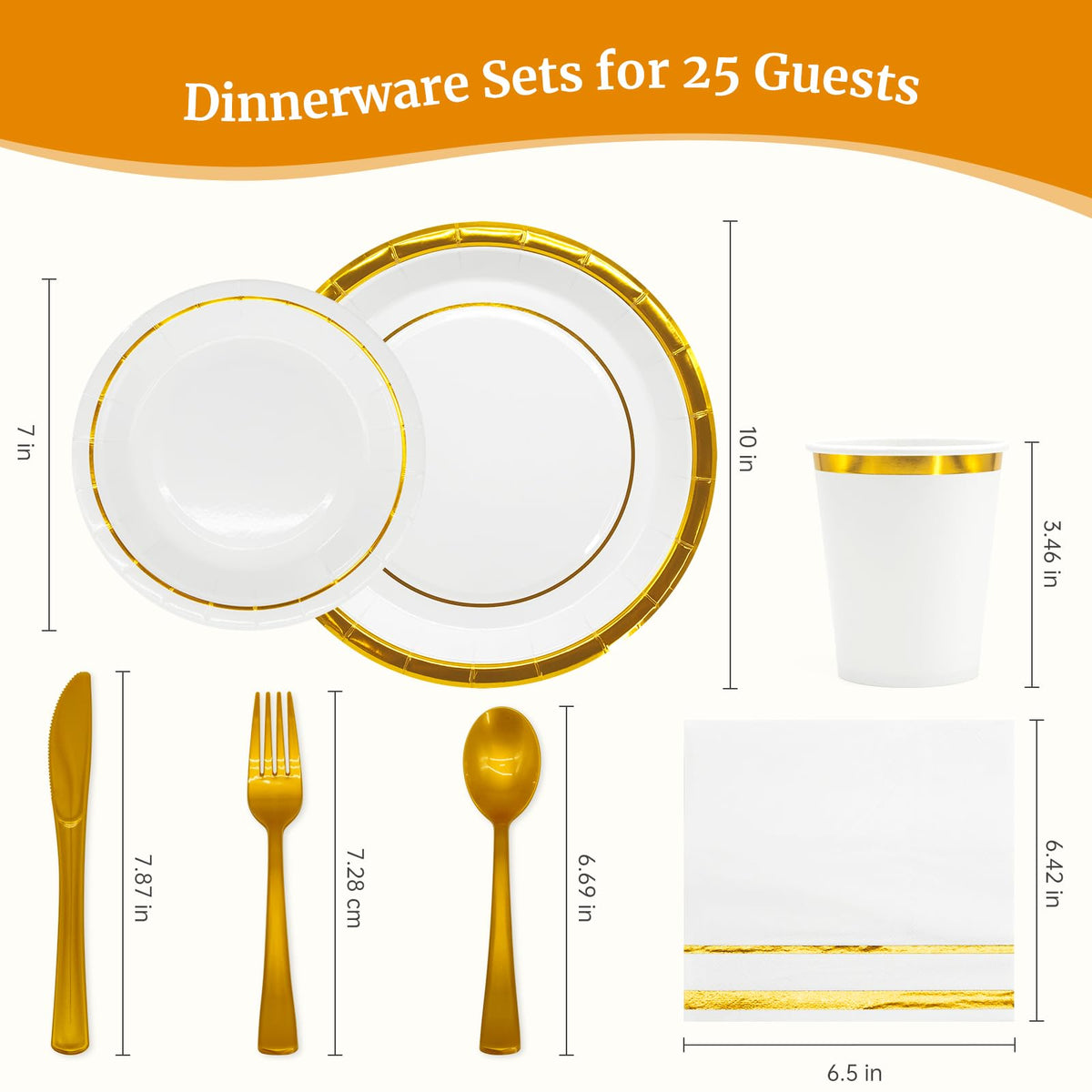 AIRE Gold White Paper Plates Set 175PCS Disposable Tableware - AIRE Official Imagery - 4