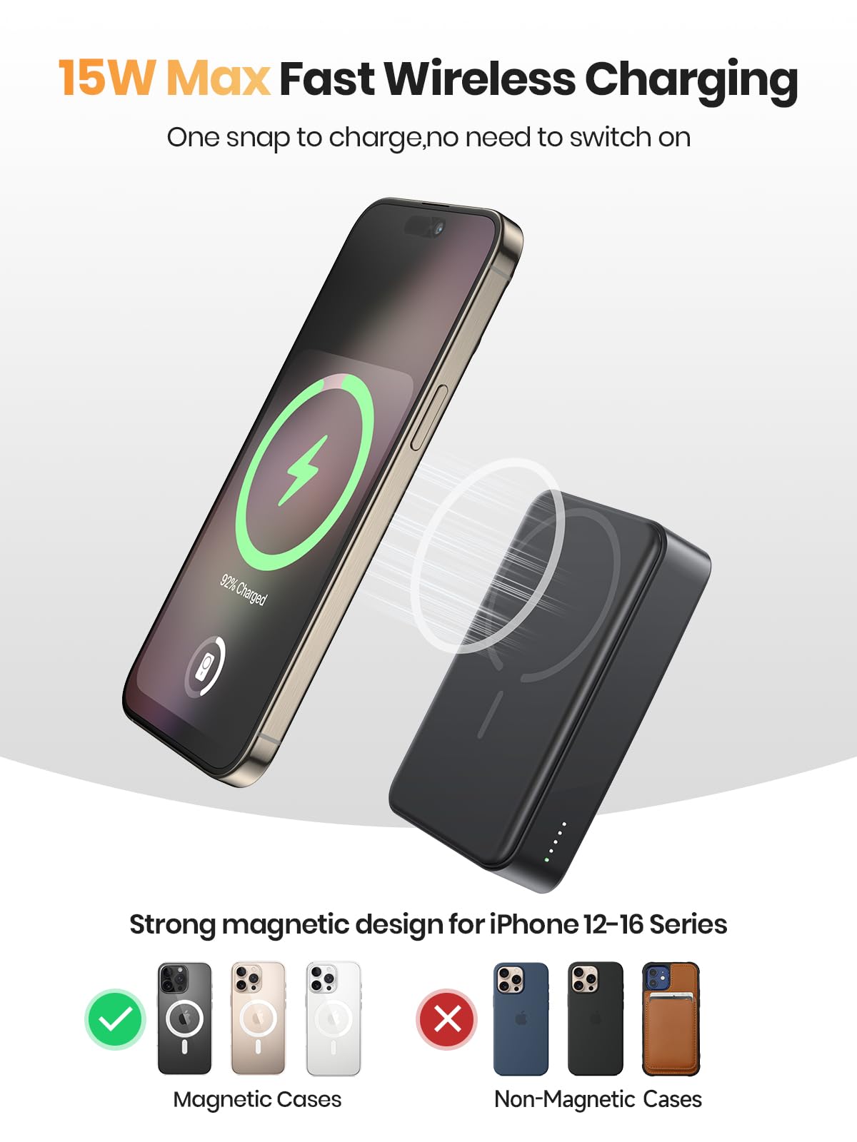 20000mAh Magnetic Power Bank for MagSafe Wireless Portable - Premium Selection Official Imagery - 3