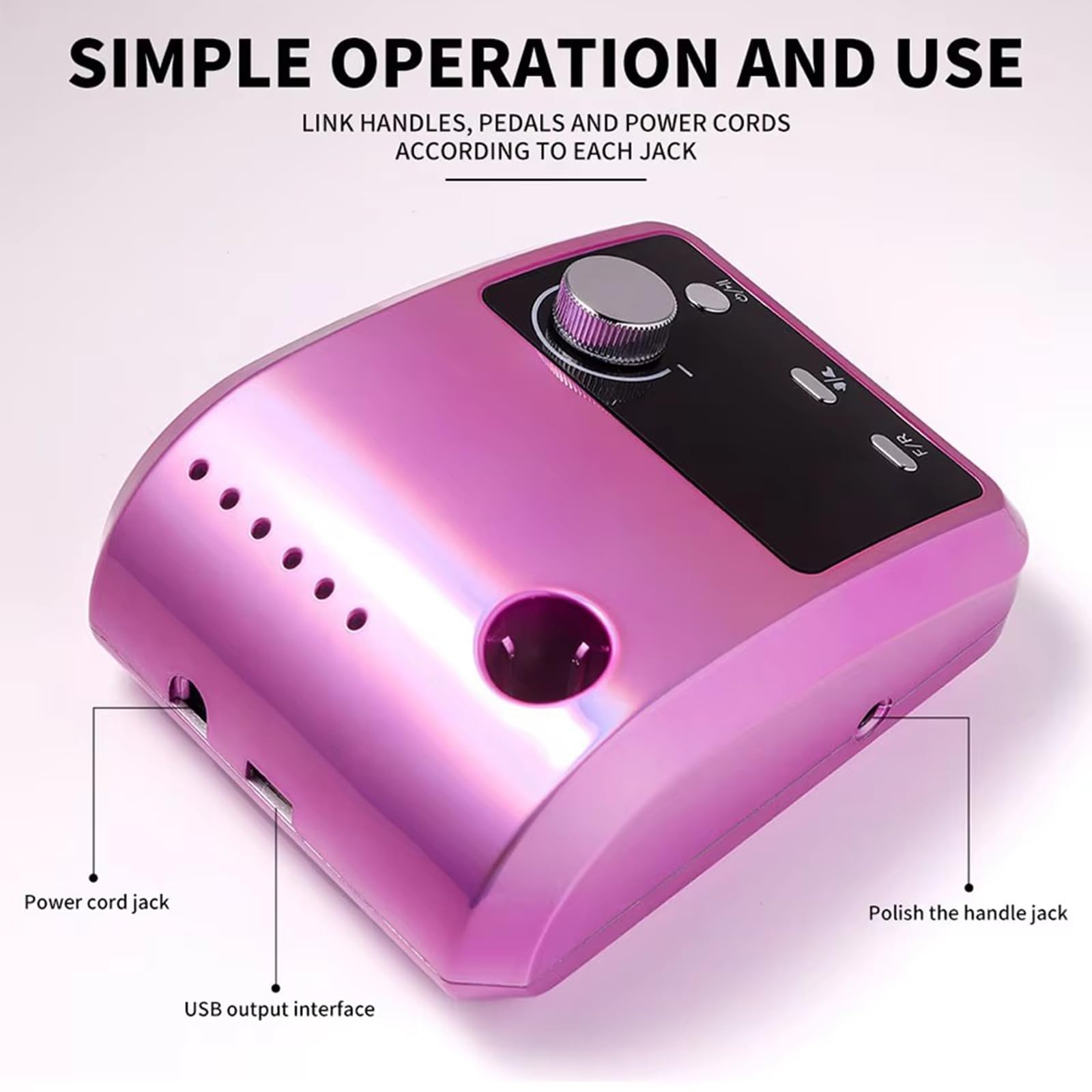 Multifunctional Desktop Nail Drill with Foot Pedal 45000RPM E-File with Bit