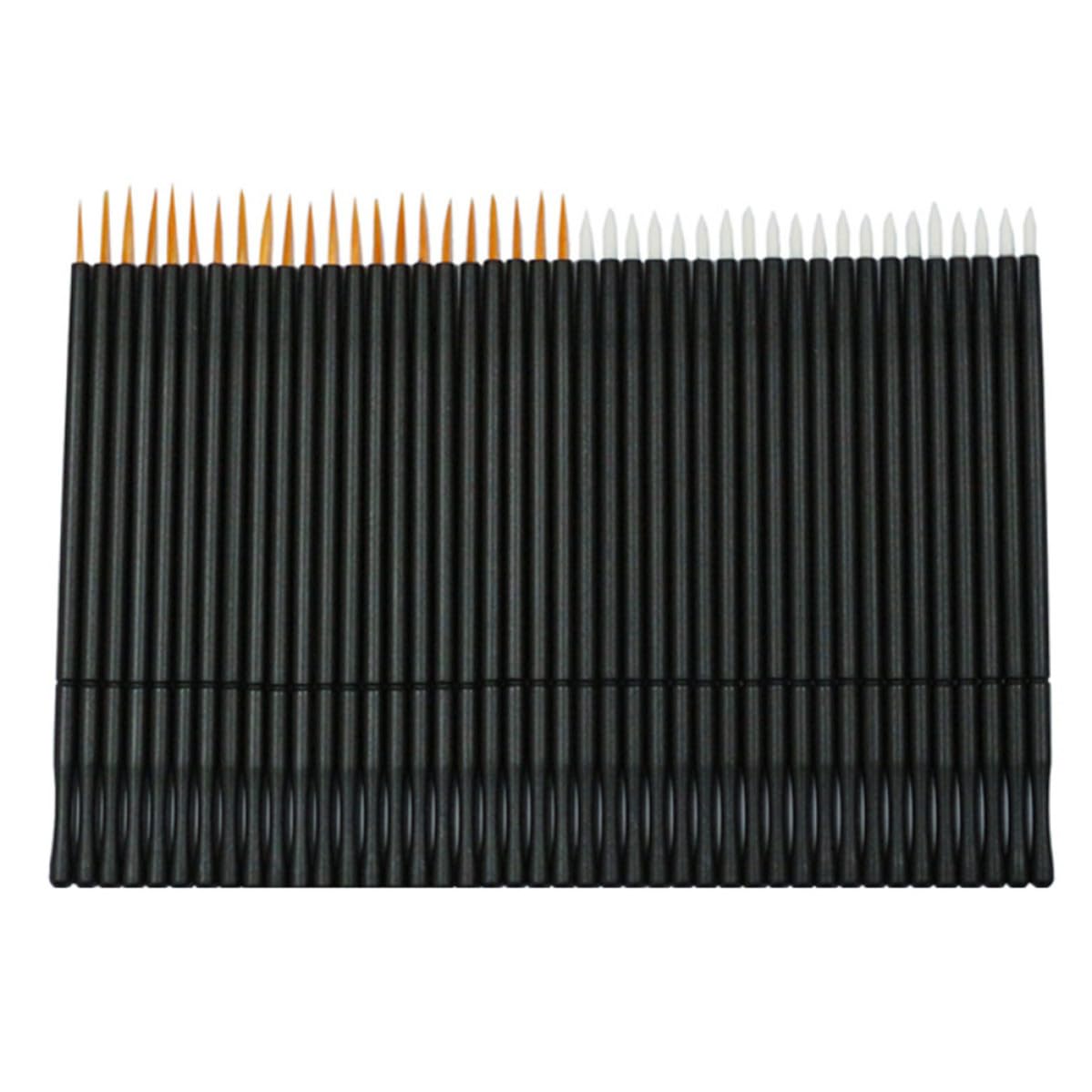 WOFASHPURET disposable eyeliner brushes set of 100 with thin black tips, ideal for precise cosmetic application.