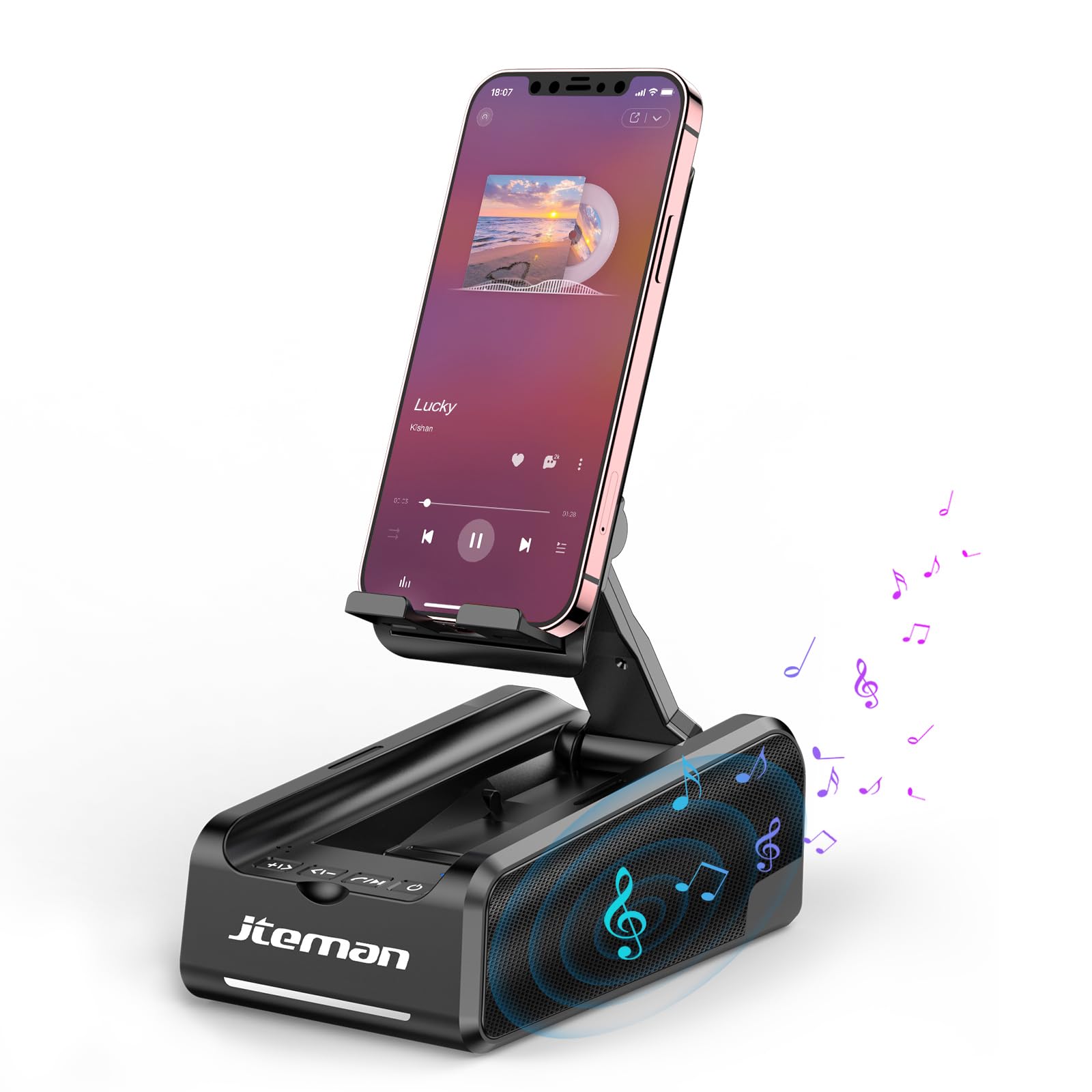 JTEMAN Cell Phone Stand with Bluetooth Speaker,Birthday Gifts for Men - JTEMAN Official Product View 1