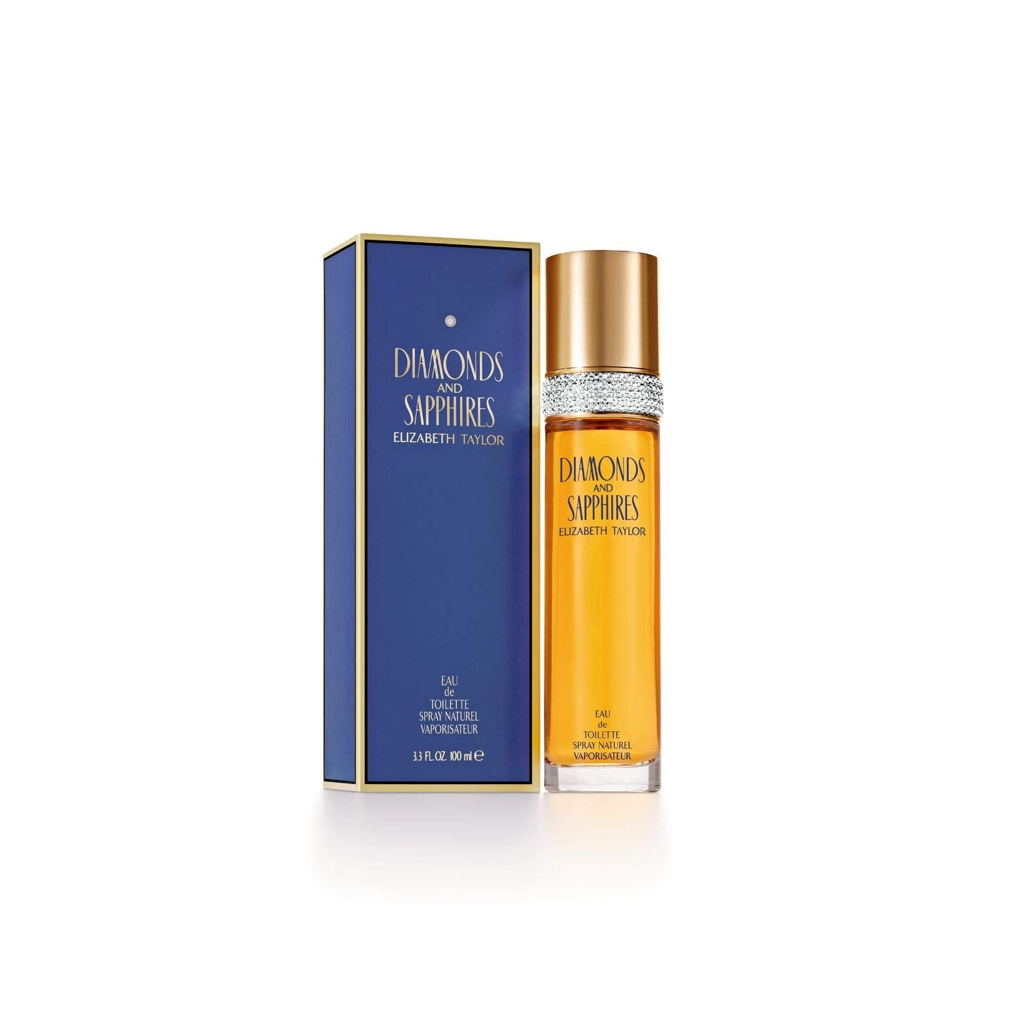 Elizabeth Taylor Diamonds and Sapphires Eau de Toilette spray for women, 3.3 fl oz bottle with elegant packaging.