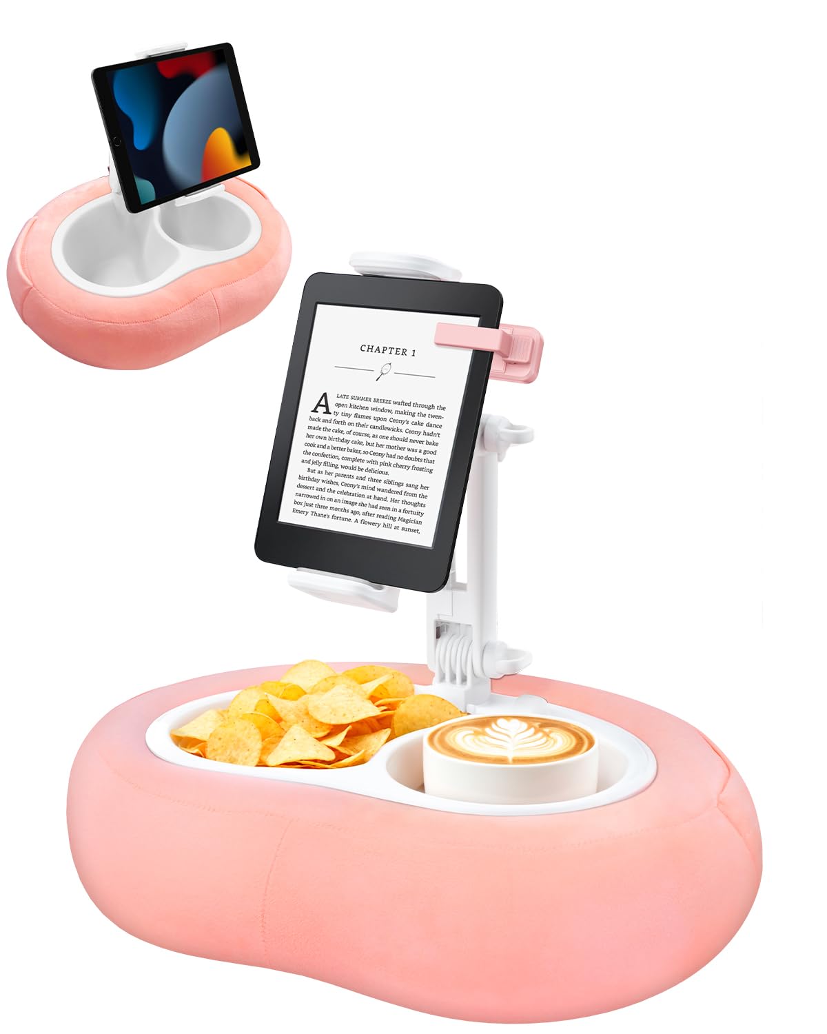 Miledi Tablet Pillow Stand for Bed with Detachable Snack Bowl, Black - View 9