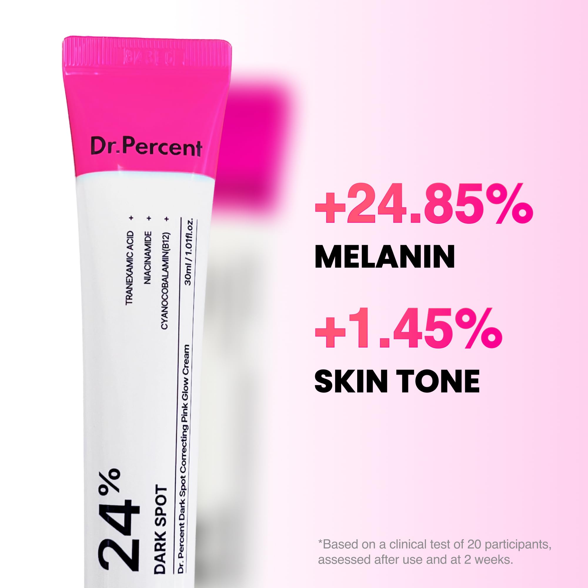 dr.percent Dark Spot 24% Correcting Pink Glow Cream - Tranexamic Acid 6% & - dr.percent Official Product View 7