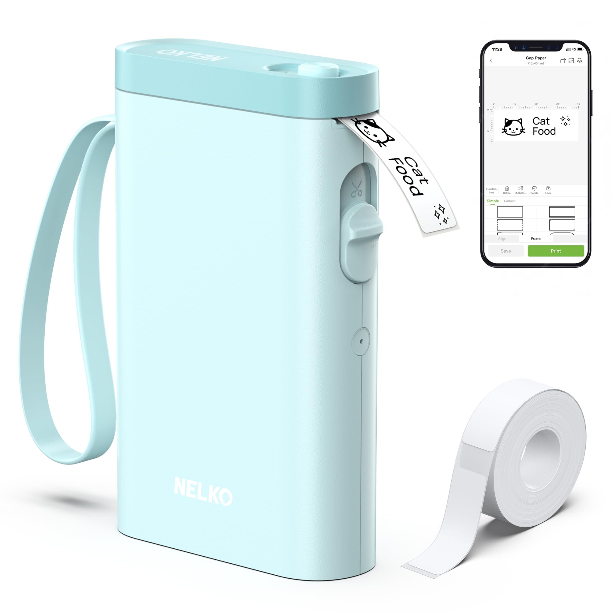 Nelko P21 Label Maker Machine with Tape, Bluetooth Label Printer, by Nelko - Angle View 9