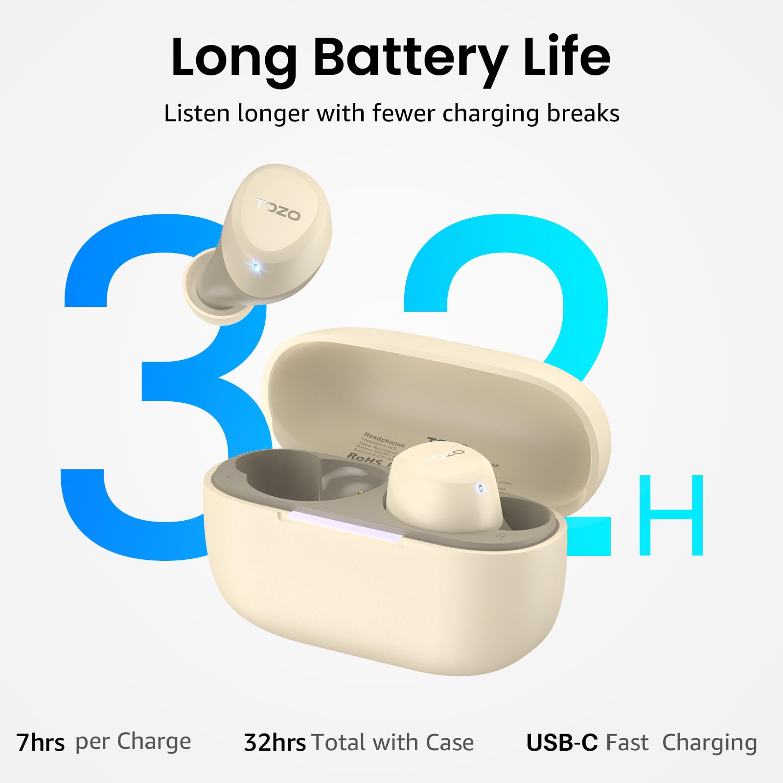 TOZO A1 Wireless Earbuds Bluetooth 5.3 Light Weight in Ear Headph - TOZO Official Product View 4