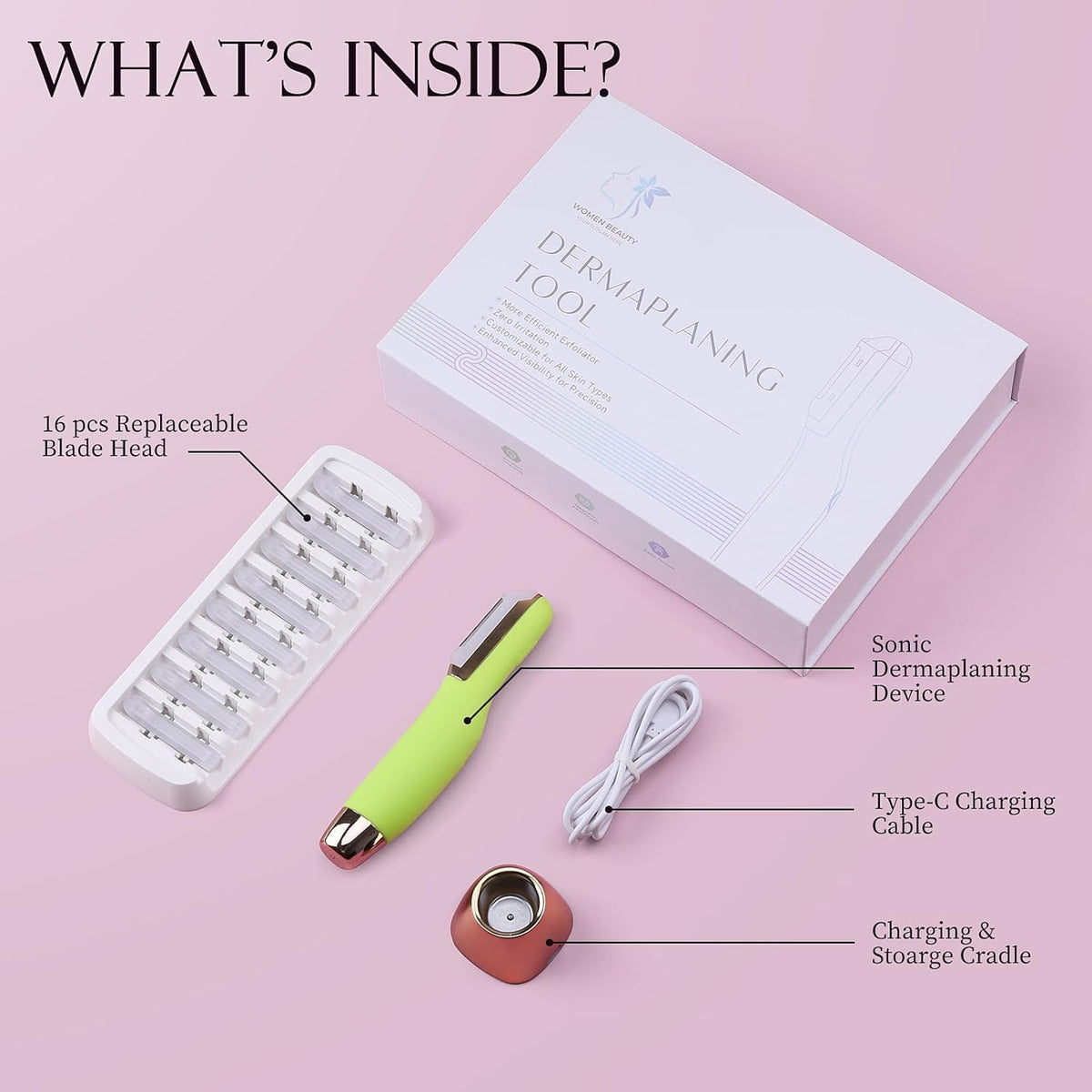 Sonic Dermaplane Razor for Women Face Facial Hair and Peach - CEVEK Official Imagery - 3