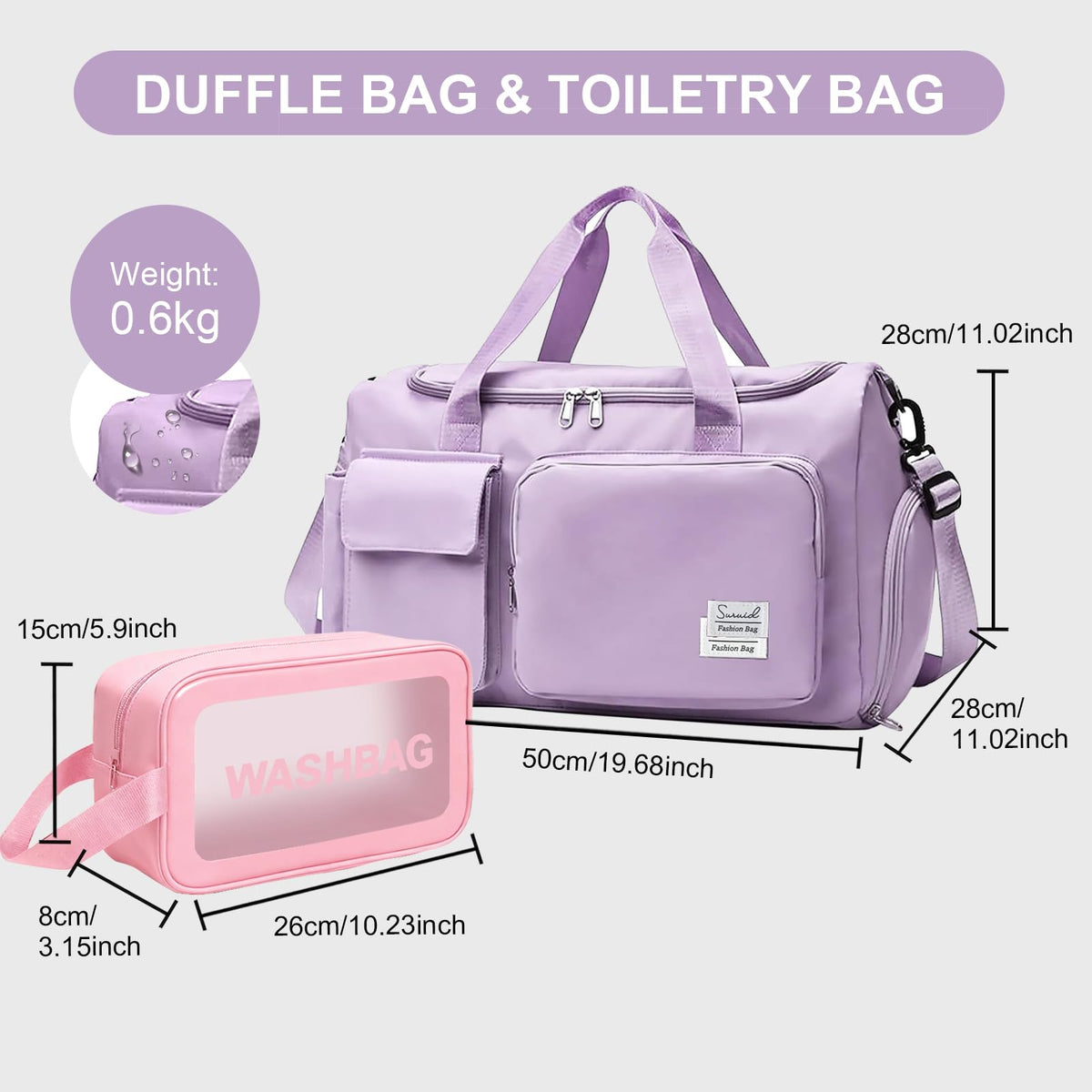 Suruid Gym Bag with Toiletry Bag Sports Duffle Bag for Women - Suruid Official Imagery - 3