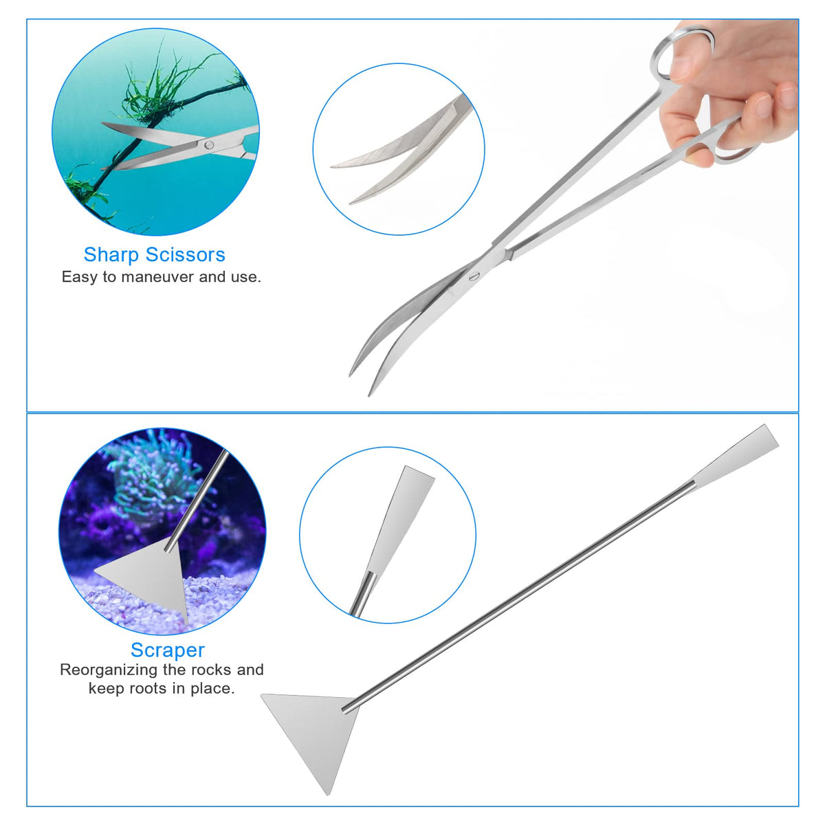 Extra Long Aquarium Aquascaping Tools Kit 8 in 1 Liveek - Liveek Official Imagery - 5