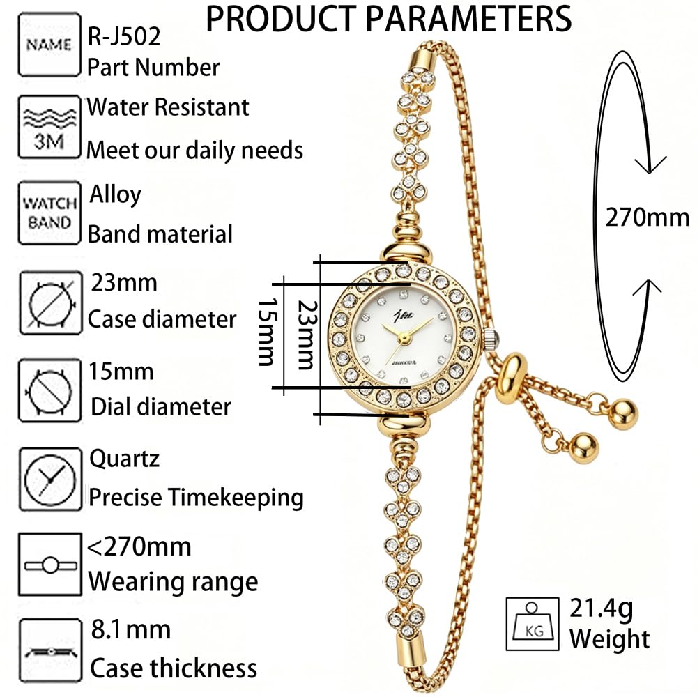 Women Crystal Bracelet Watch Elegant Heart Shaped Sliding - GOODLIYA Official Imagery - 7