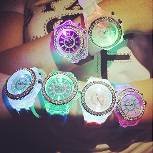 Silicone Bling Women Men Watch LED Luminous Colorful Lights - Product Imagery