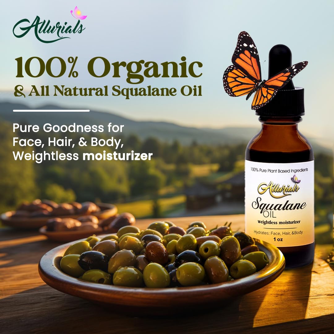 Allurials 100% Organic & All Natural Plant - Based Squalane Oil for Face & Hair & & - Allurials Official Product View 9