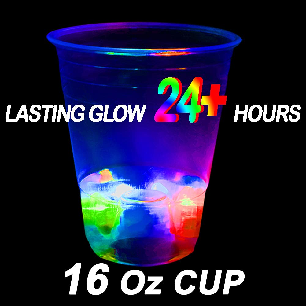 40 Pcs Glowing Party Cups 16oz Plastic Light Up Cups with - LLKMDSS Official Imagery - 4
