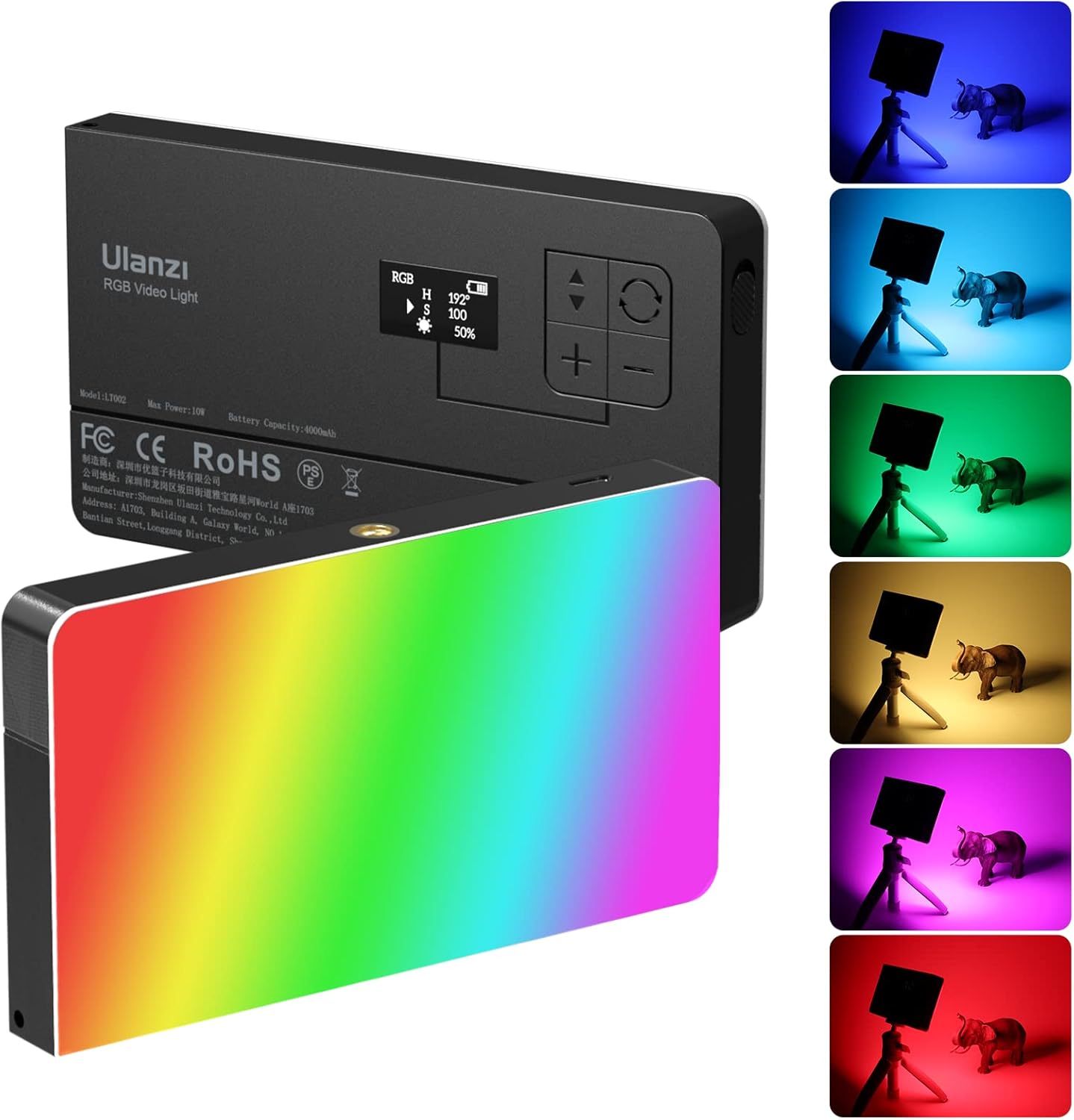 ULANZI VL120 RGB LED video light with built-in 3100mAh battery, compact on-camera lighting for professional video production