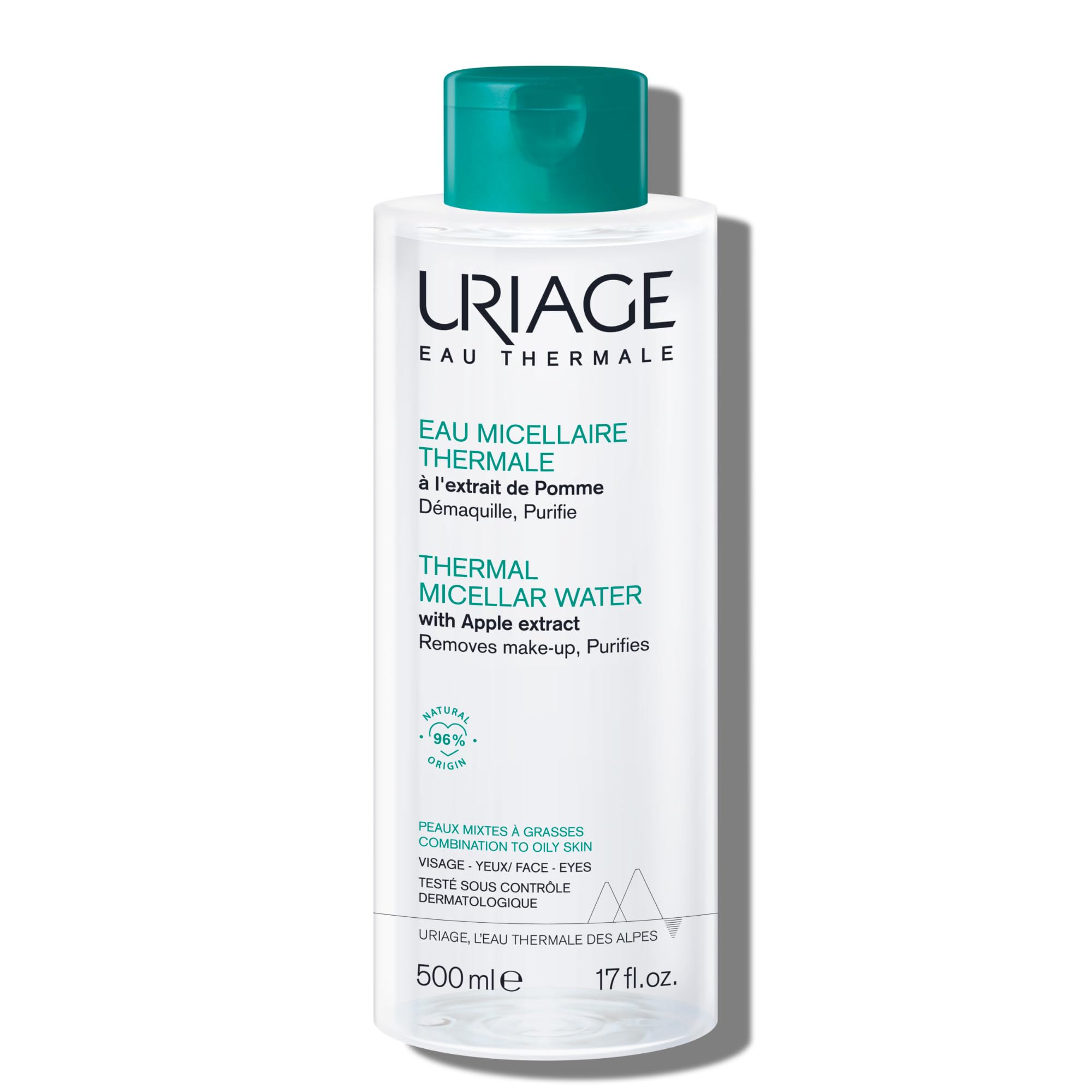 Uriage Micellar Water for Combination & Oily Skin, Removes Markeup