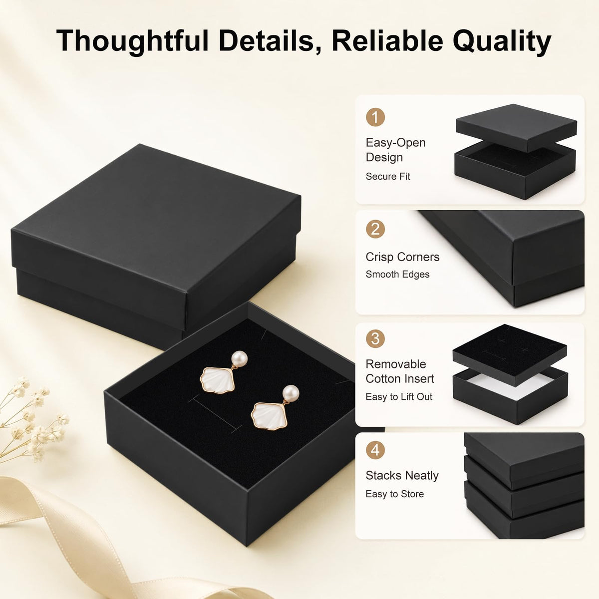 Jewelry Gift Boxes 40 Pack 3 5x3 5x1 Inch Black - PartyCrazye Official Imagery - 5