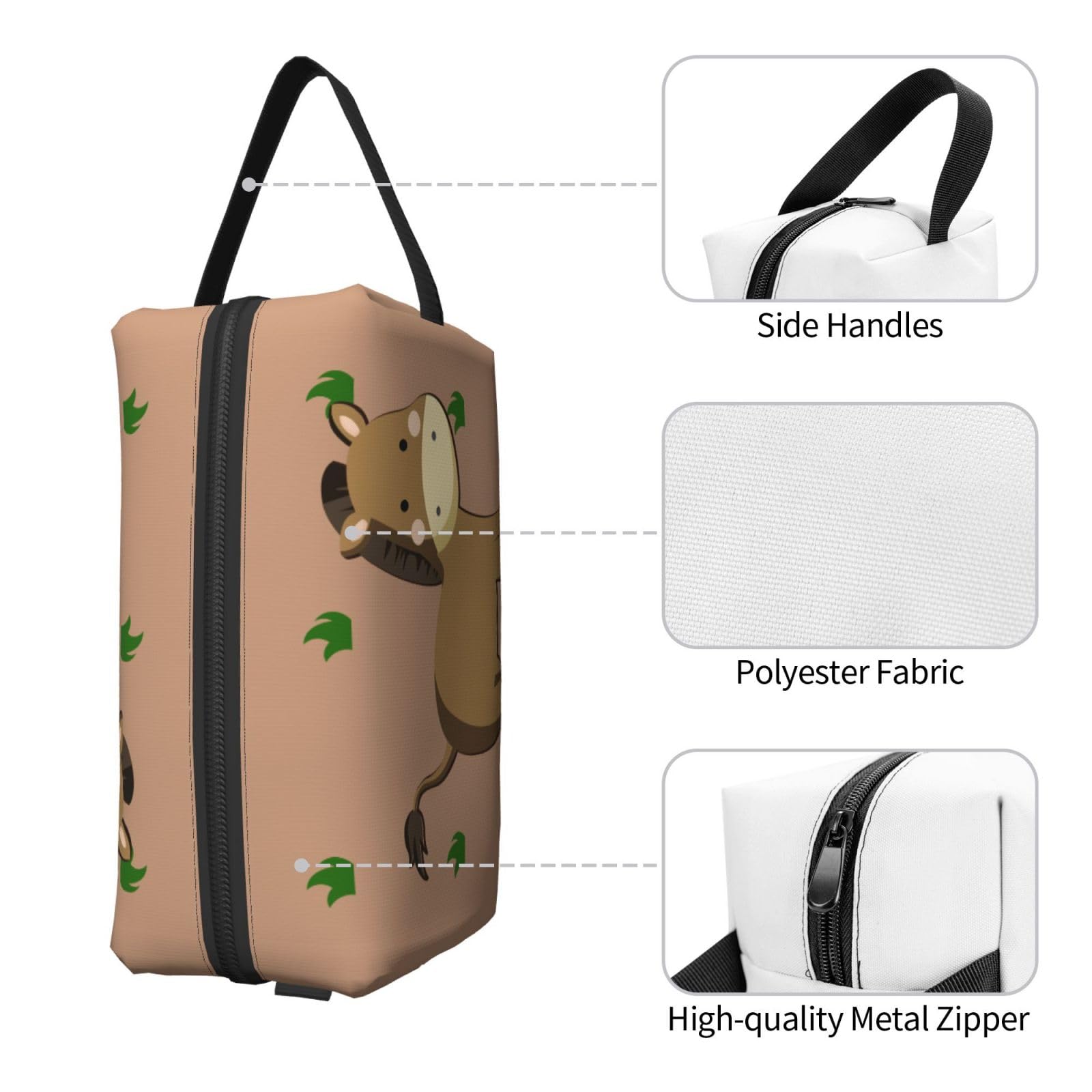 SXZVVBN cartoon donkey large capacity travel toiletry bag made of durable Oxford cloth with multiple compartments for cosmetics.