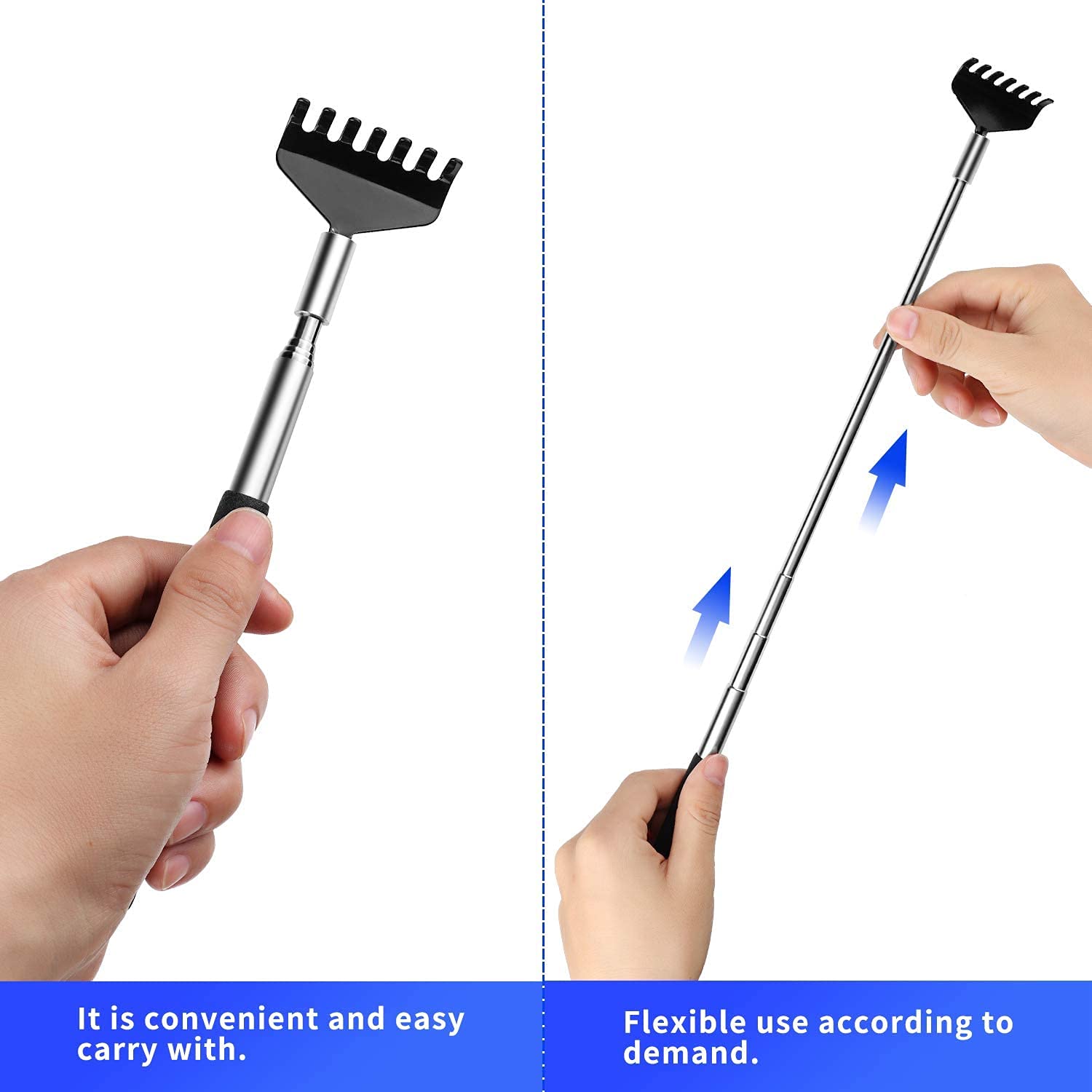 Kuvvfe 2 Pack Extendable Back Scratcher, Stainless Steel Telescoping S - View 6