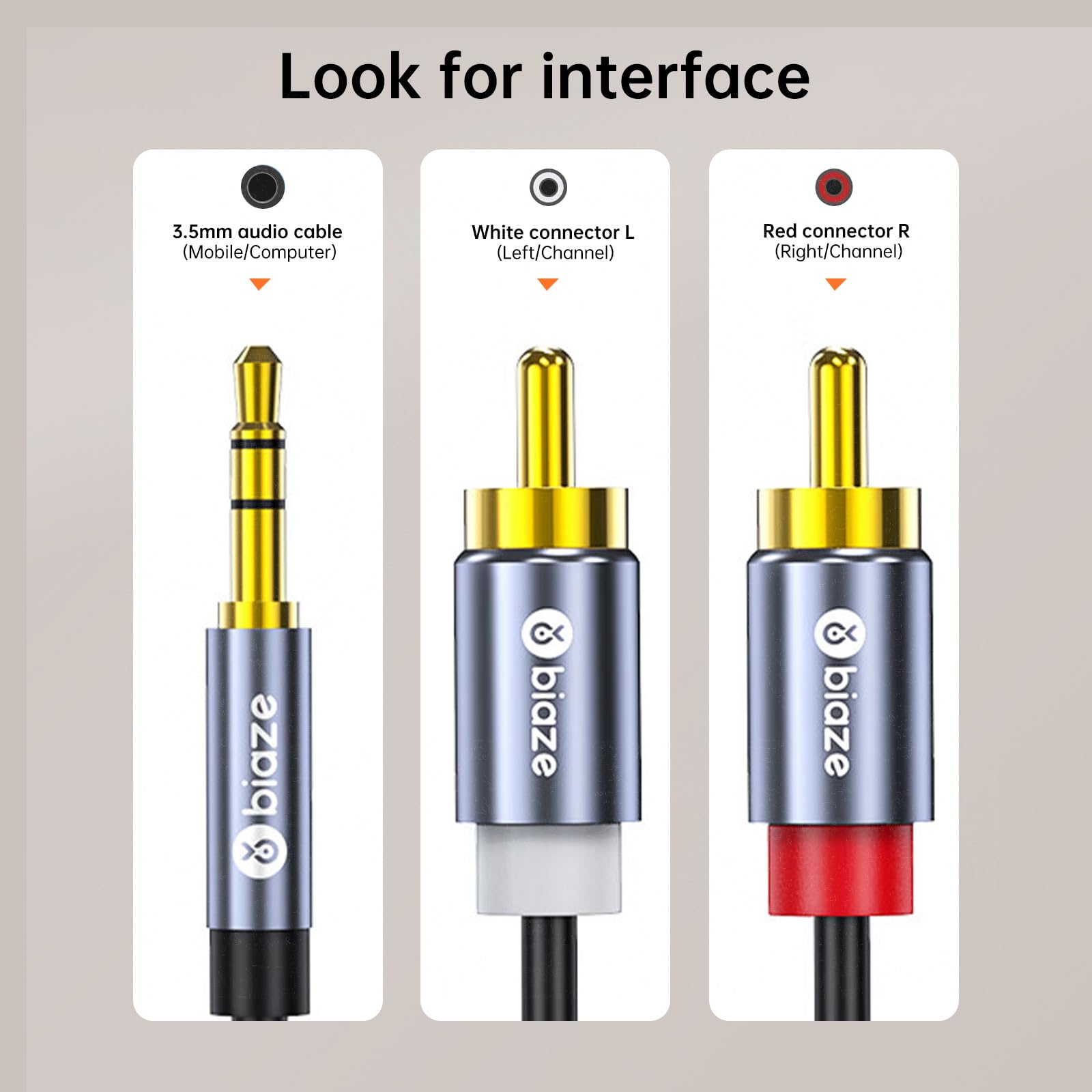 biaze 3.5mm to RCA Audio Cable, 4.9FT RCA Male to 3.5mm Male Audi by biaze - Angle View 5