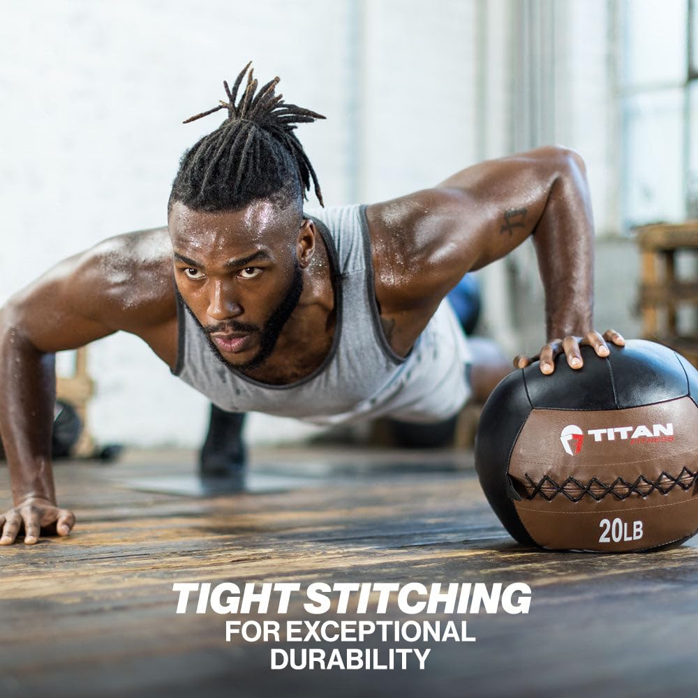 Titan Fitness Soft Leather Medicine Wall Ball Color Coded - Titan Fitness Official Imagery - 5