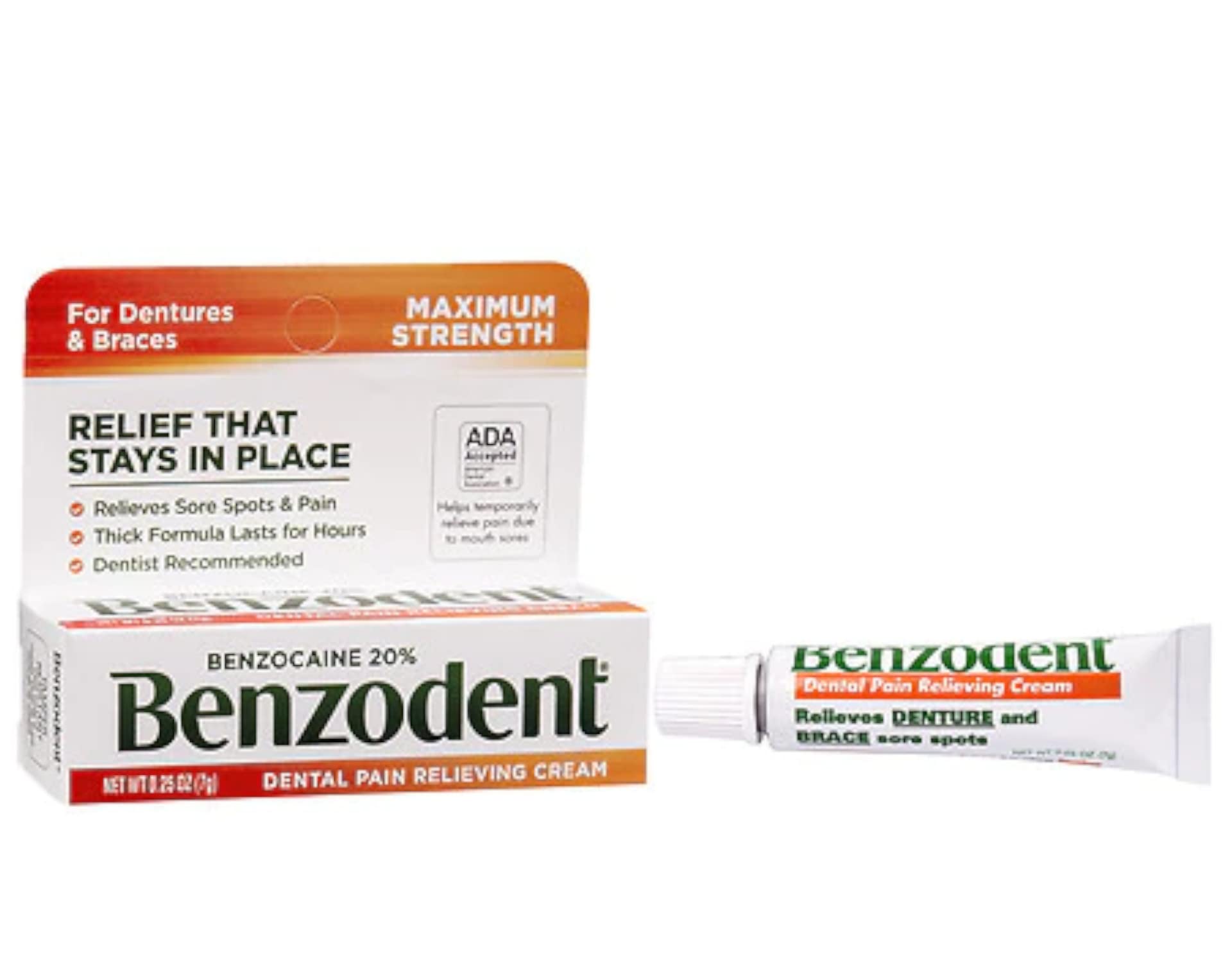 Benzodent Dental Pain Cream – Benzocaine 20%, 0.25 oz 3-Pack