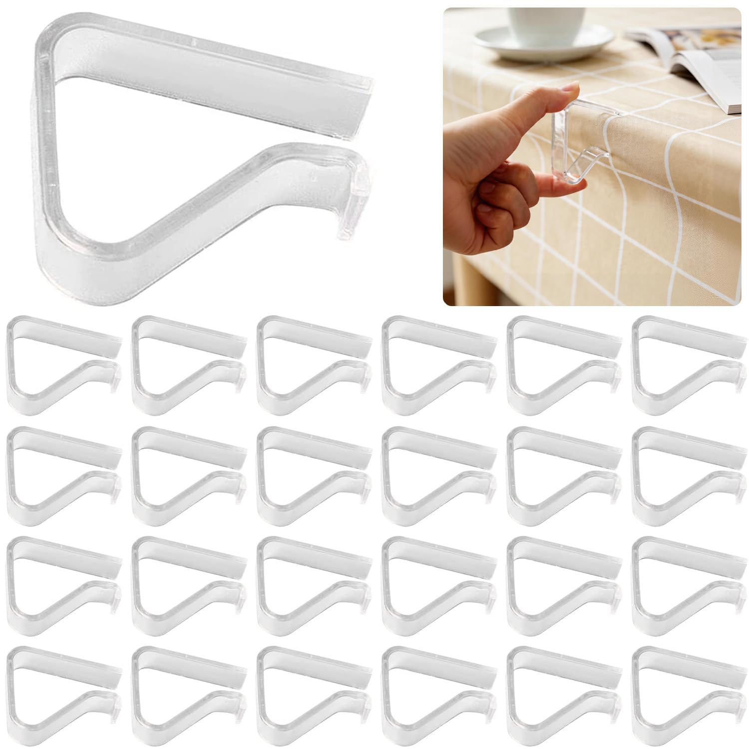 24 Pieces Transparent Clear Tablecloth Clips, Plastic Table - Product Imagery