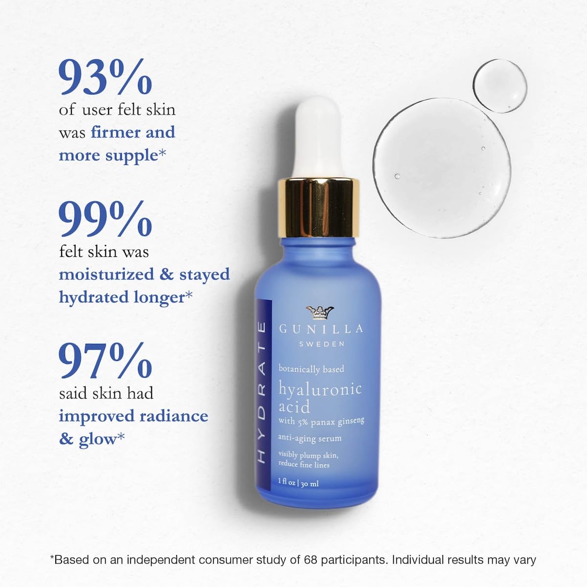 Gunilla Of Sweden GUNILLA Hyaluronic Acid & Ginseng Serum - Vegan. Plant Based - Gunilla Of Sweden Official Product View 3