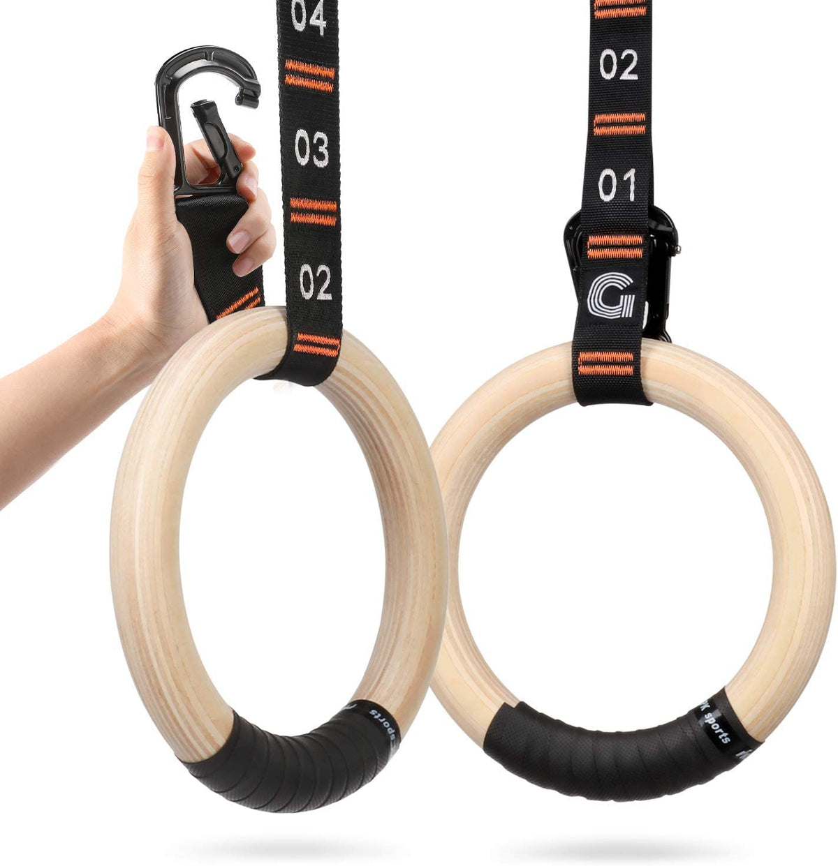 Gonex Wooden Gymnastic Rings with Adjustable Straps Olympic - Gonex Official Imagery - 2