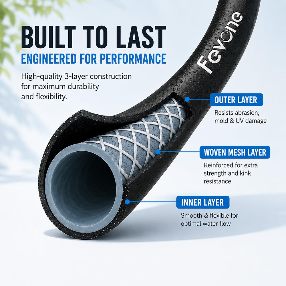 FEVONE Kink Free Garden Hose 100 ft, Heavy Duty Water Hose - FEVONE Official Product View 7