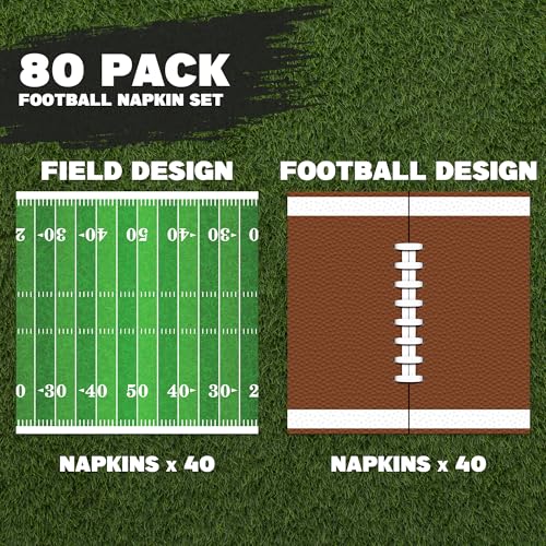 ArtCreativity 80 Pack Football Field Napkins - Set of 80 - - Product Imagery