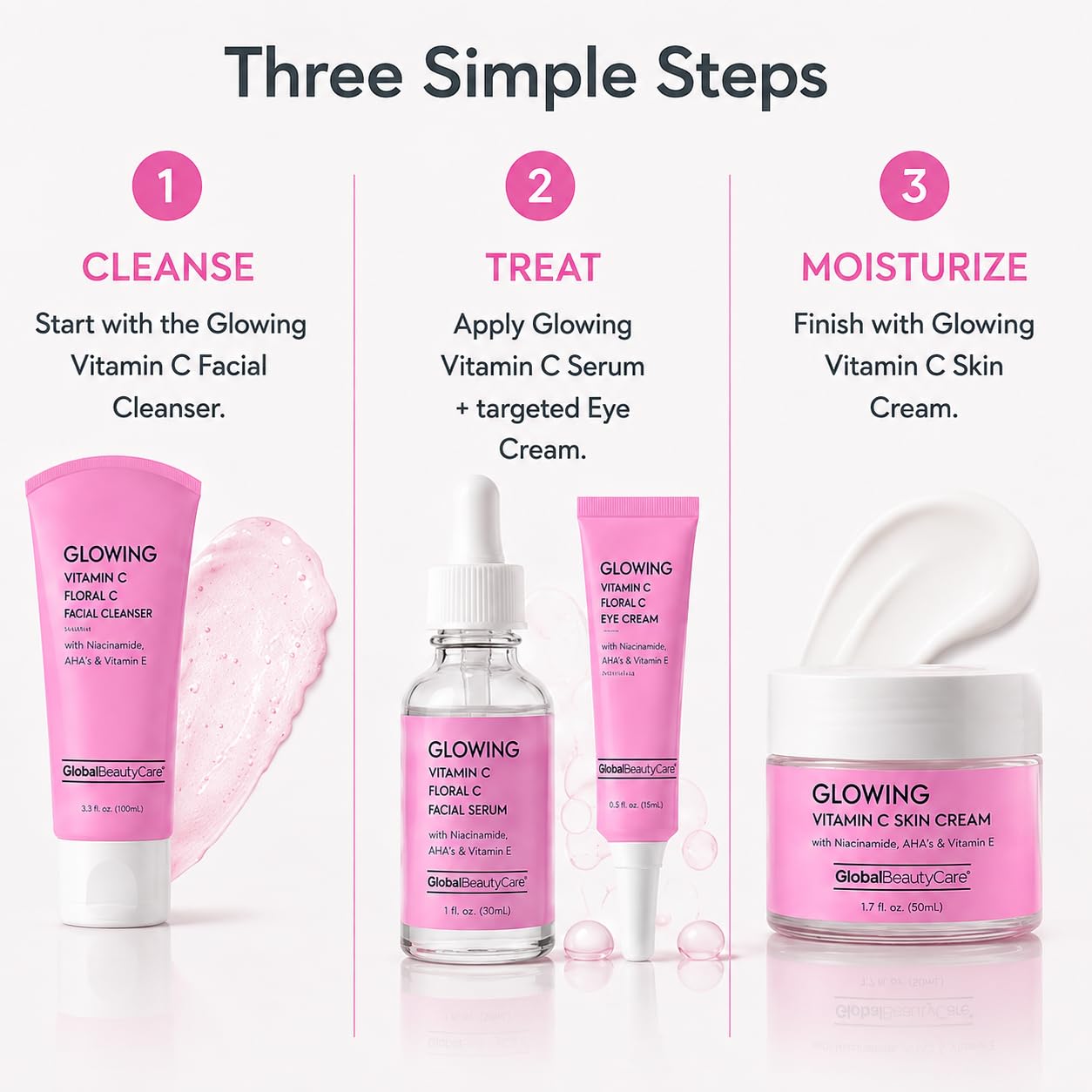 Global Beauty Care Glowing Vitamin C Skin Care Routine Bundle Kit - Global Beauty Care