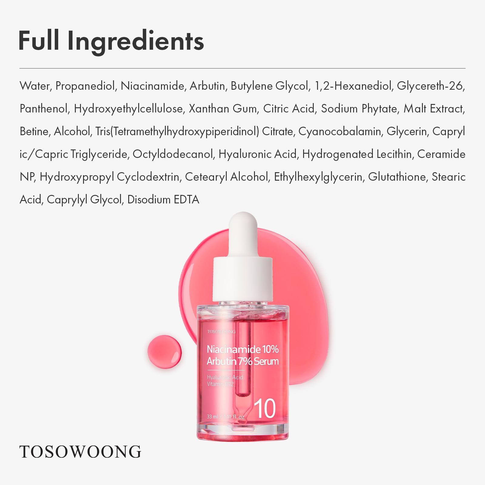 TOSOWOONG Niacinamide 10% + Arbutin 7% Serum for Dark Spots - TOSOWOONG
