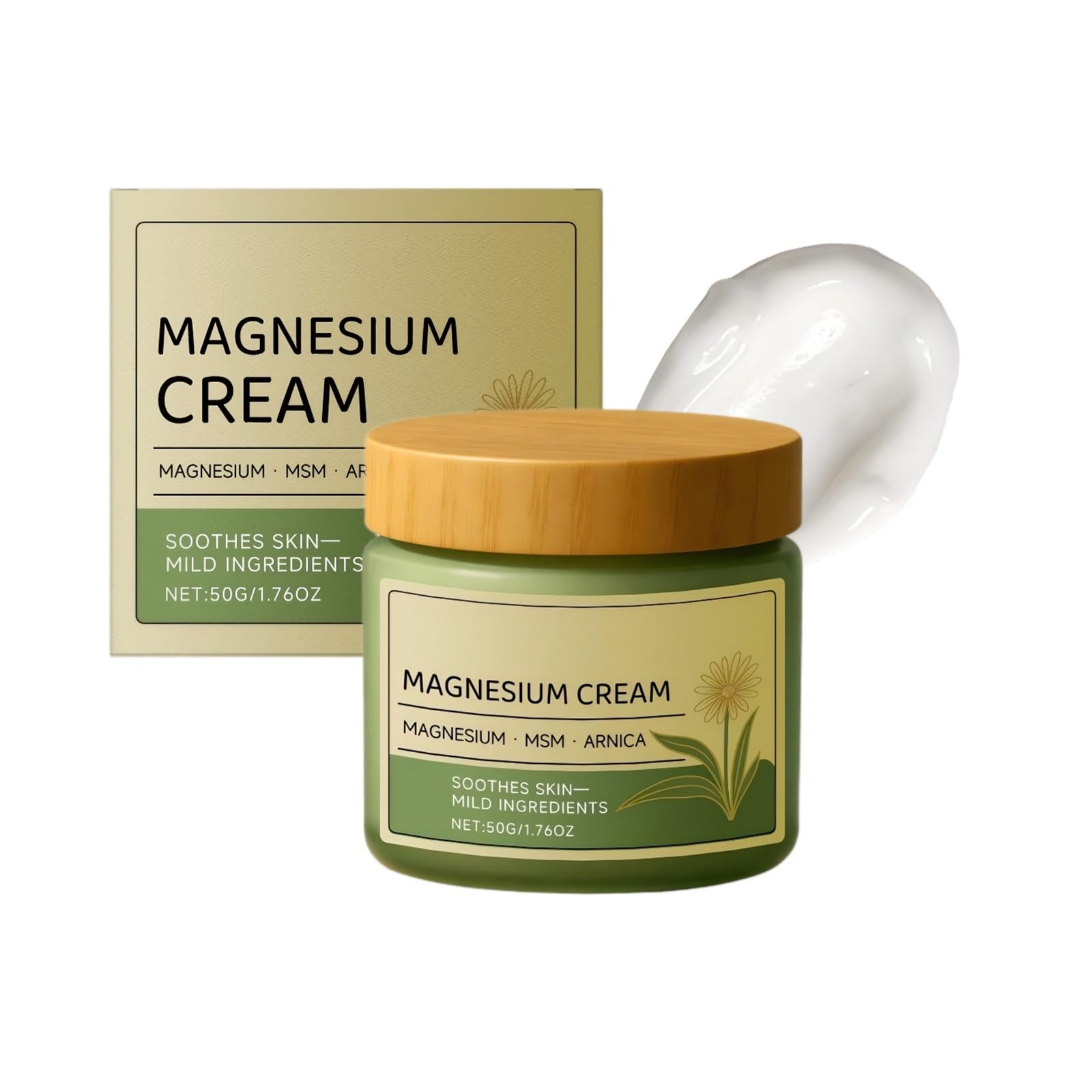 Axnzp Total Relief Magnesium Cream with MSM and arnica, moisturizing skin cream for soothing relief, shown in the image.