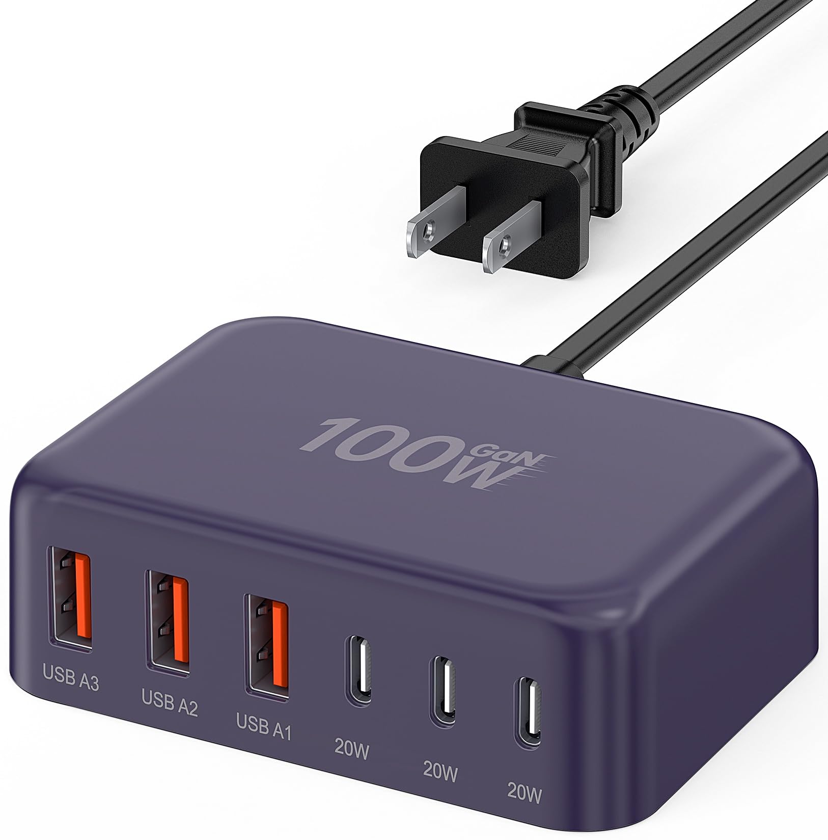 BREEKET USB C Charger Block, GaN Fast USB Charging Station Hub with 100W Max 6-P - BREEKET Official Product View 9