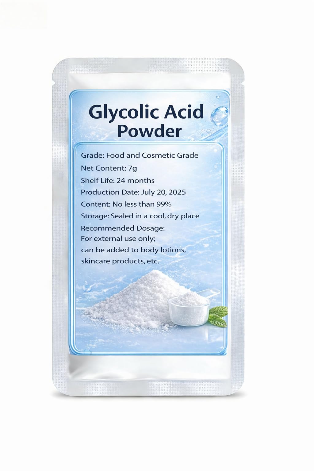 Glycolic Acid Powder 1 Oz/29g – 99% Pure Cosmetic Grade,DIY - Product Imagery