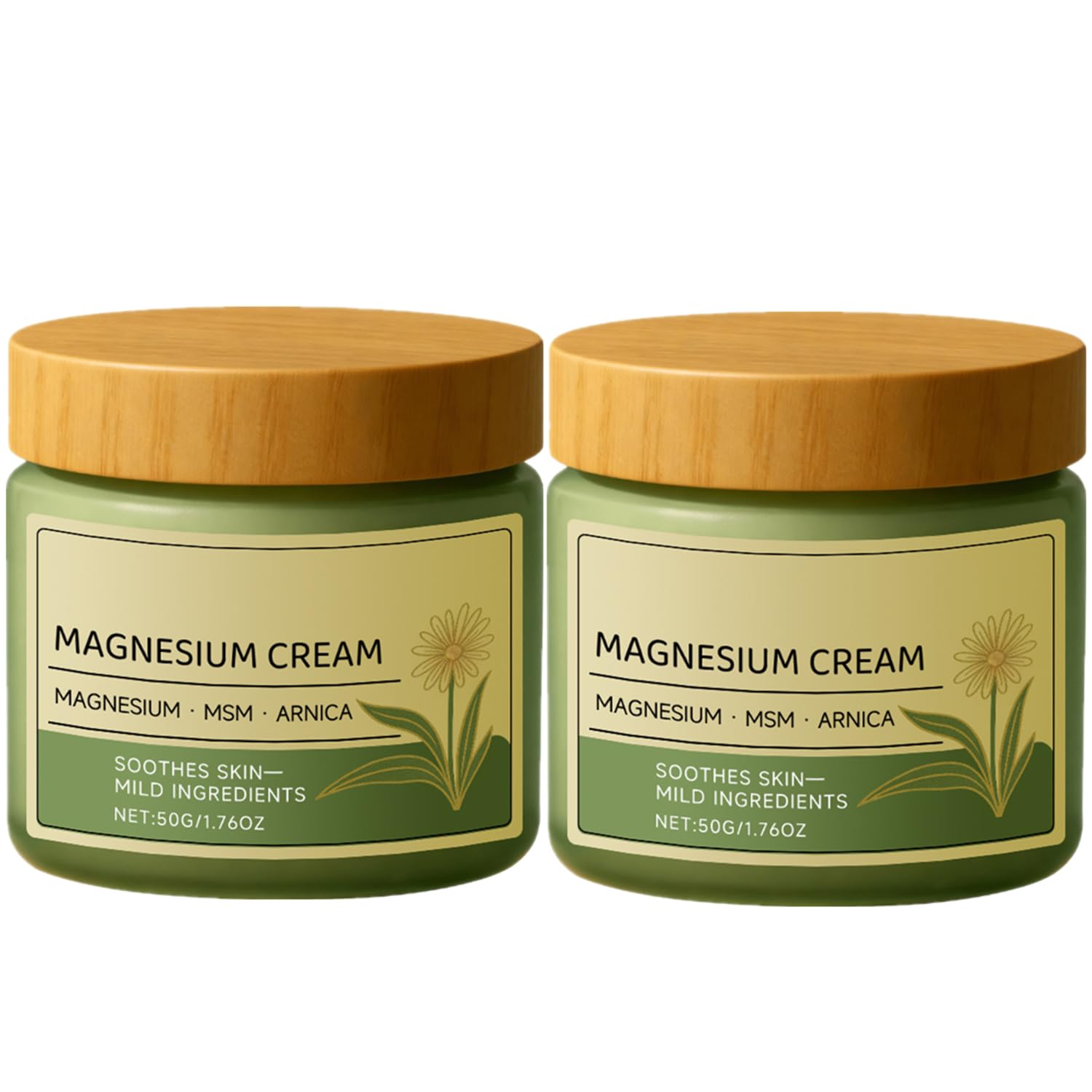 YG LianKai 2Pcs Total Relief Magnesium Cream with Arnica and MSM, Fast-Absorbing Nerve Relief Cream for Muscle Relaxation, Soothing Relief Formula for Legs, Shoulders & Back