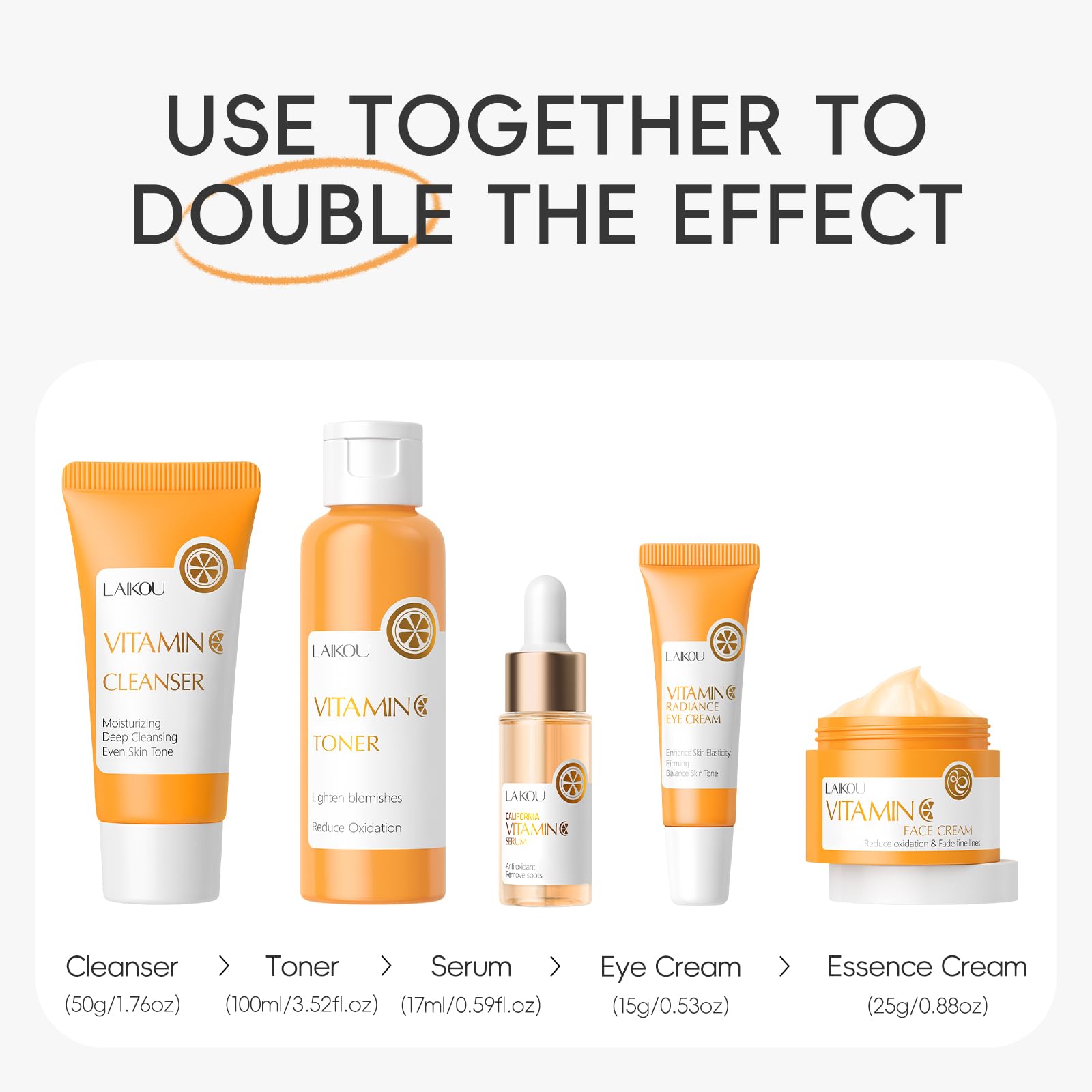 LAIKOU Vitamin C Skin Care, Skin Care Set Beginner Kit - LAIKOU