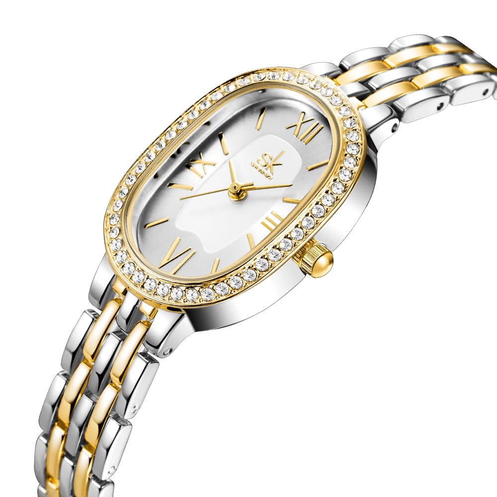 SHENGKE Women s Oval Crystal Accented Alloy Steel Watch - SHENGKE Official Imagery - 4