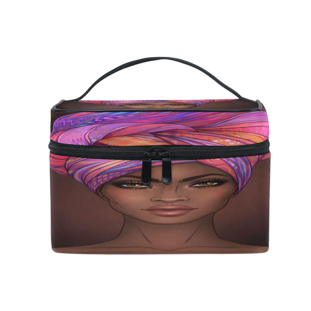 Makeup Bag Square Cosmetic Train Case African American Woman - senya Official Imagery - 2
